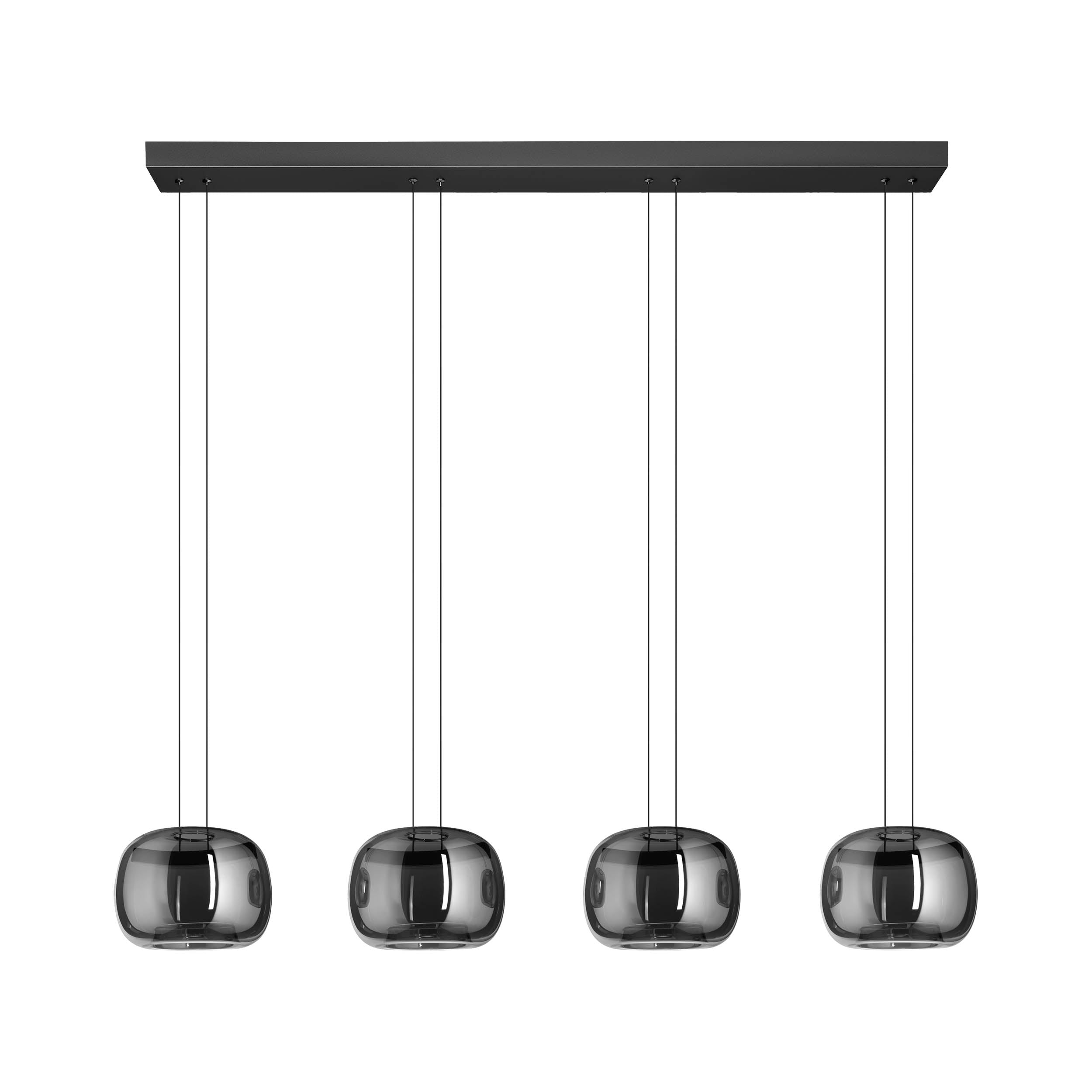 EGLO Hortunas Linear Pendant Refined Black Fumed Glass LED Hanging Light
