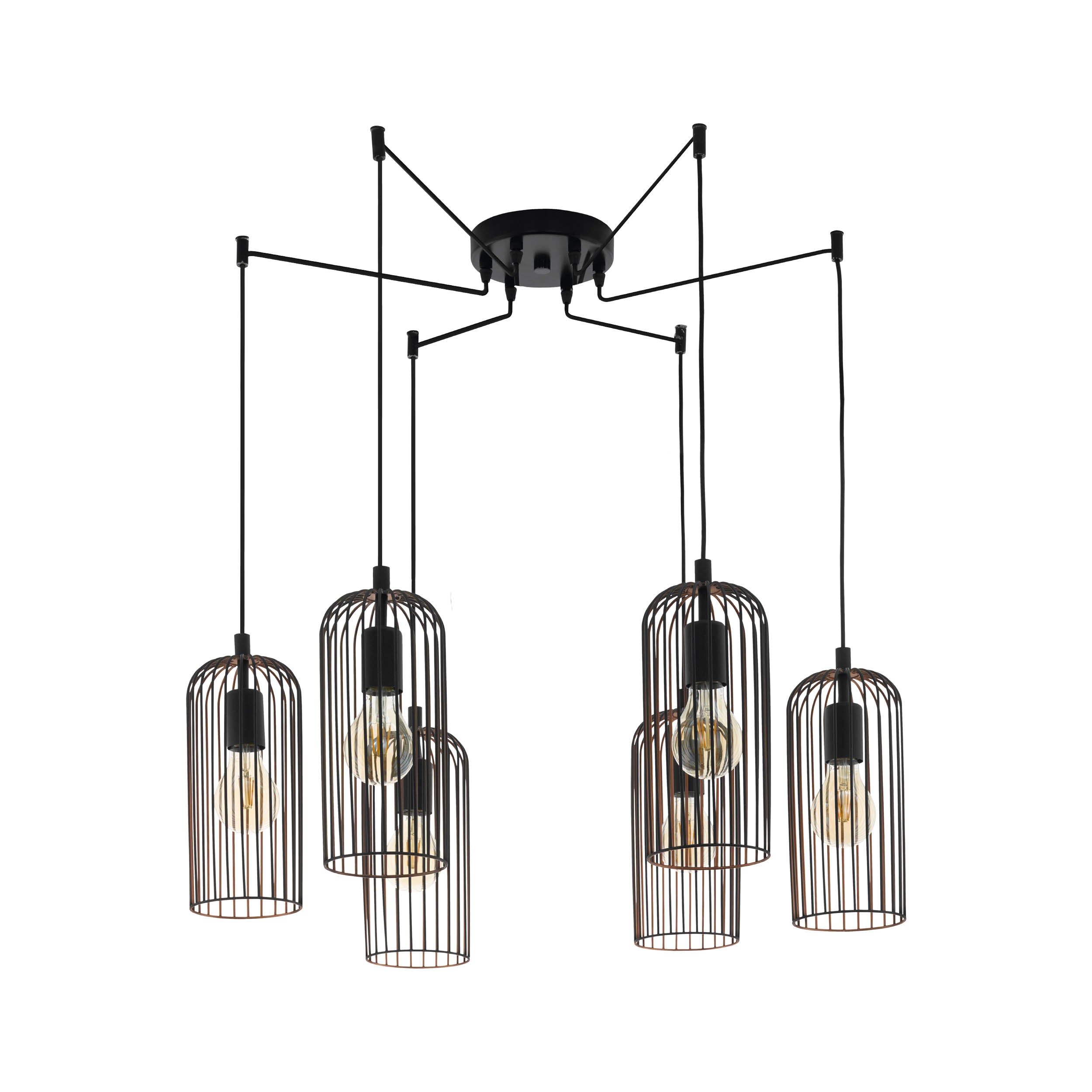 EGLO 6 Set Pendant E27 Black Copper ROCCAMENA