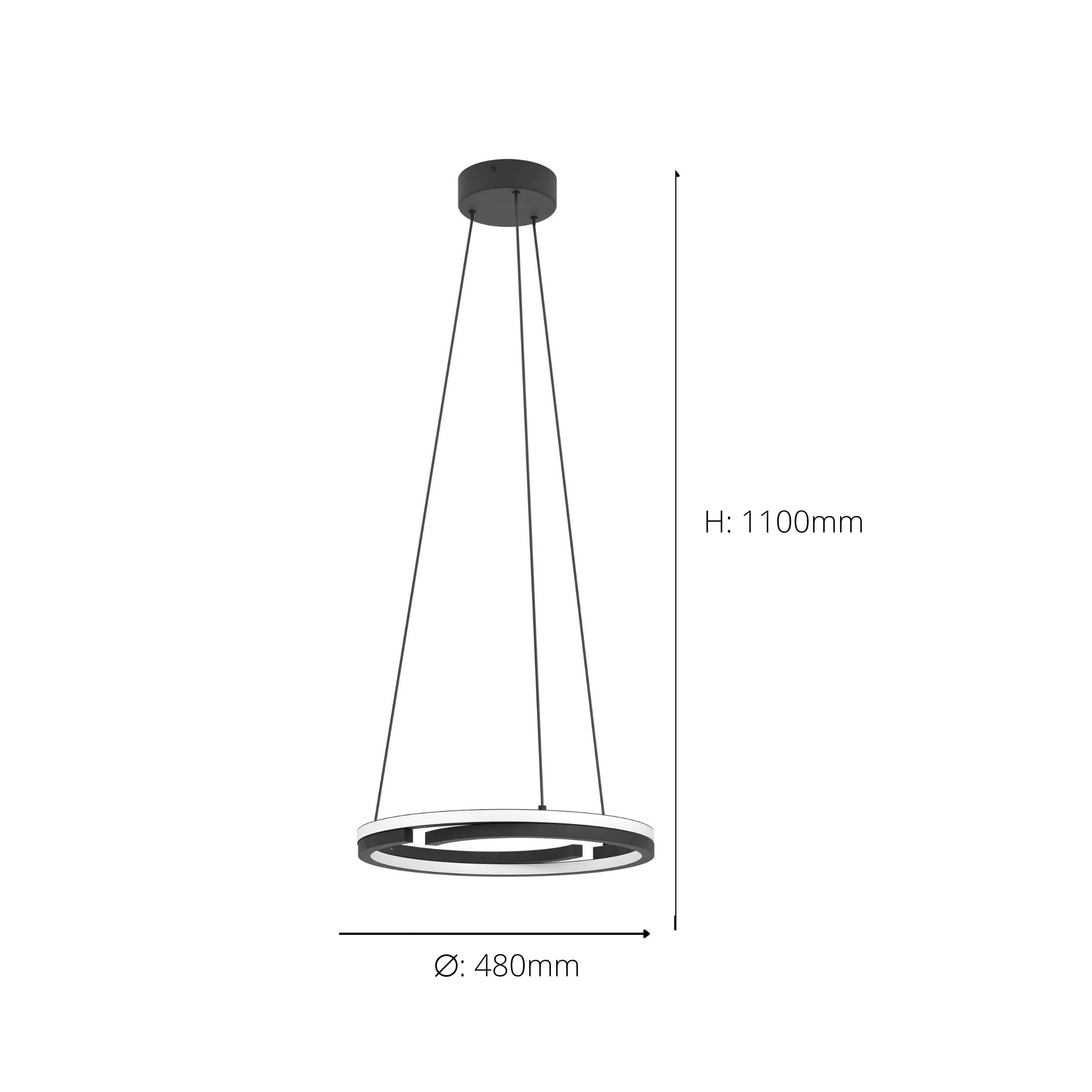 EGLO Mezzomonte Pendant Light Black 2 Ring Floating Double Ring LED Pendant with CCT