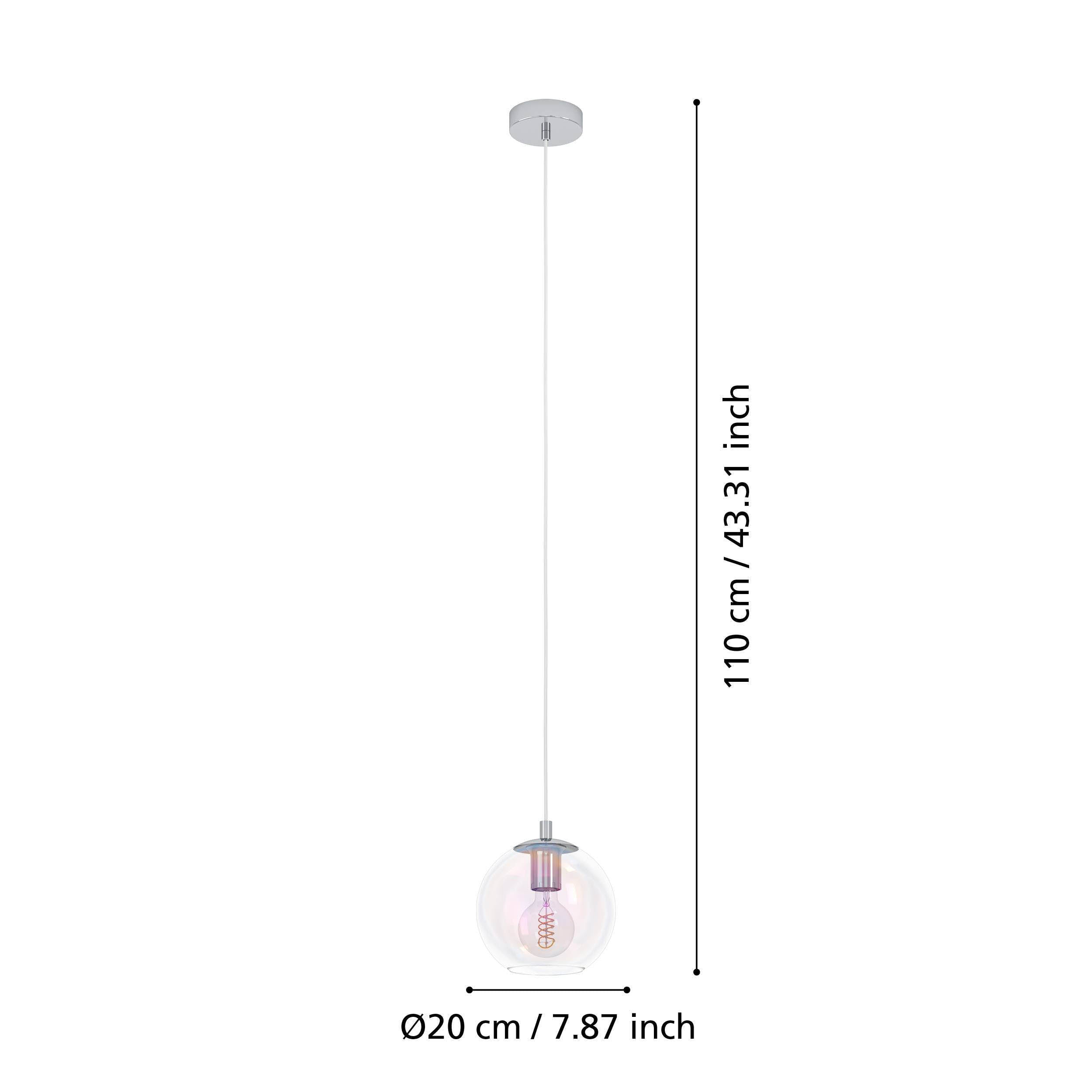 EGLO Ariscani 2 Pendant Light Chrome 1 Globe Single Iridescent Glass Globe Pendant with E27