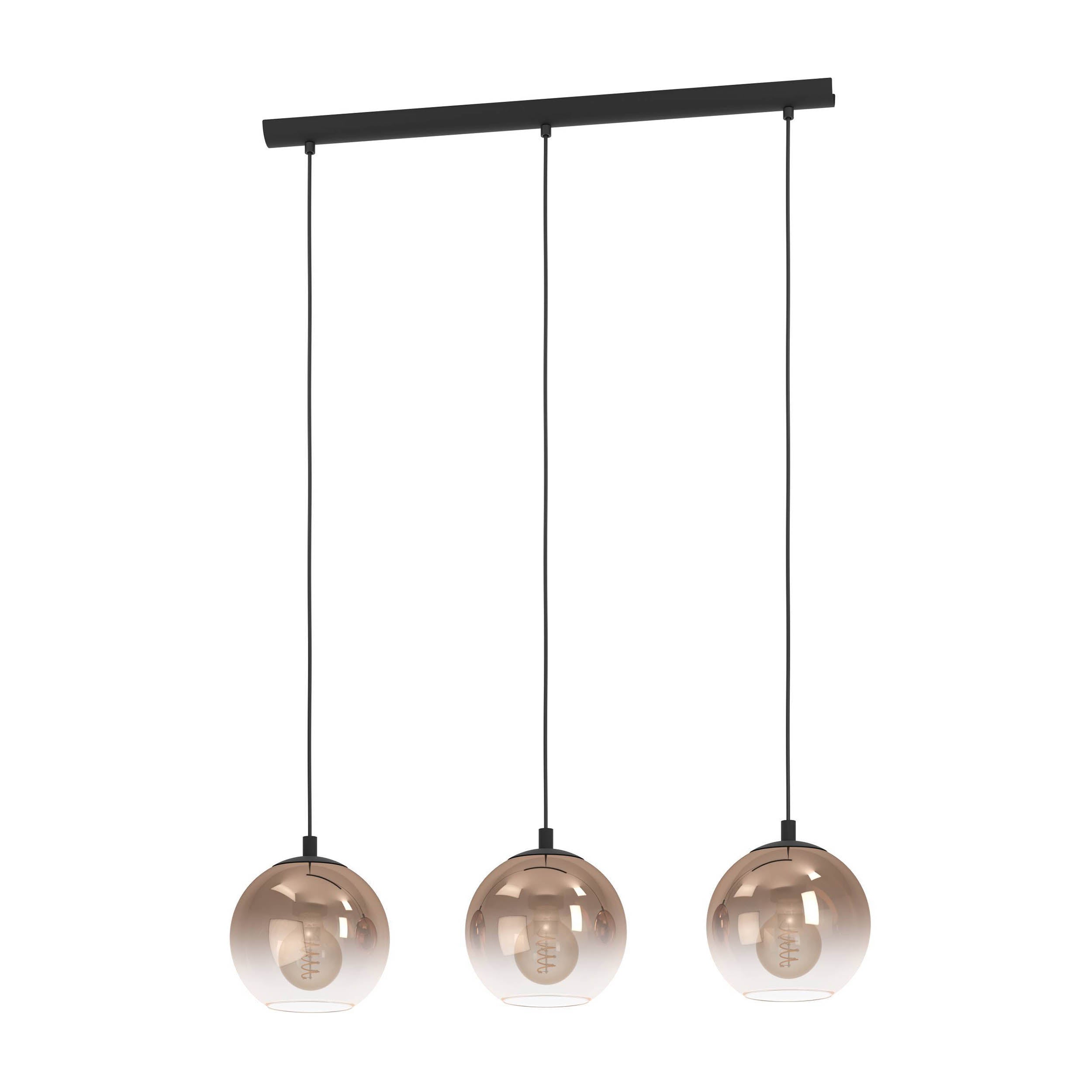 EGLO Ariscani Pendant Light Copper Glass 3 Globe Retro Style Pendant with Iridescent Copper Glass