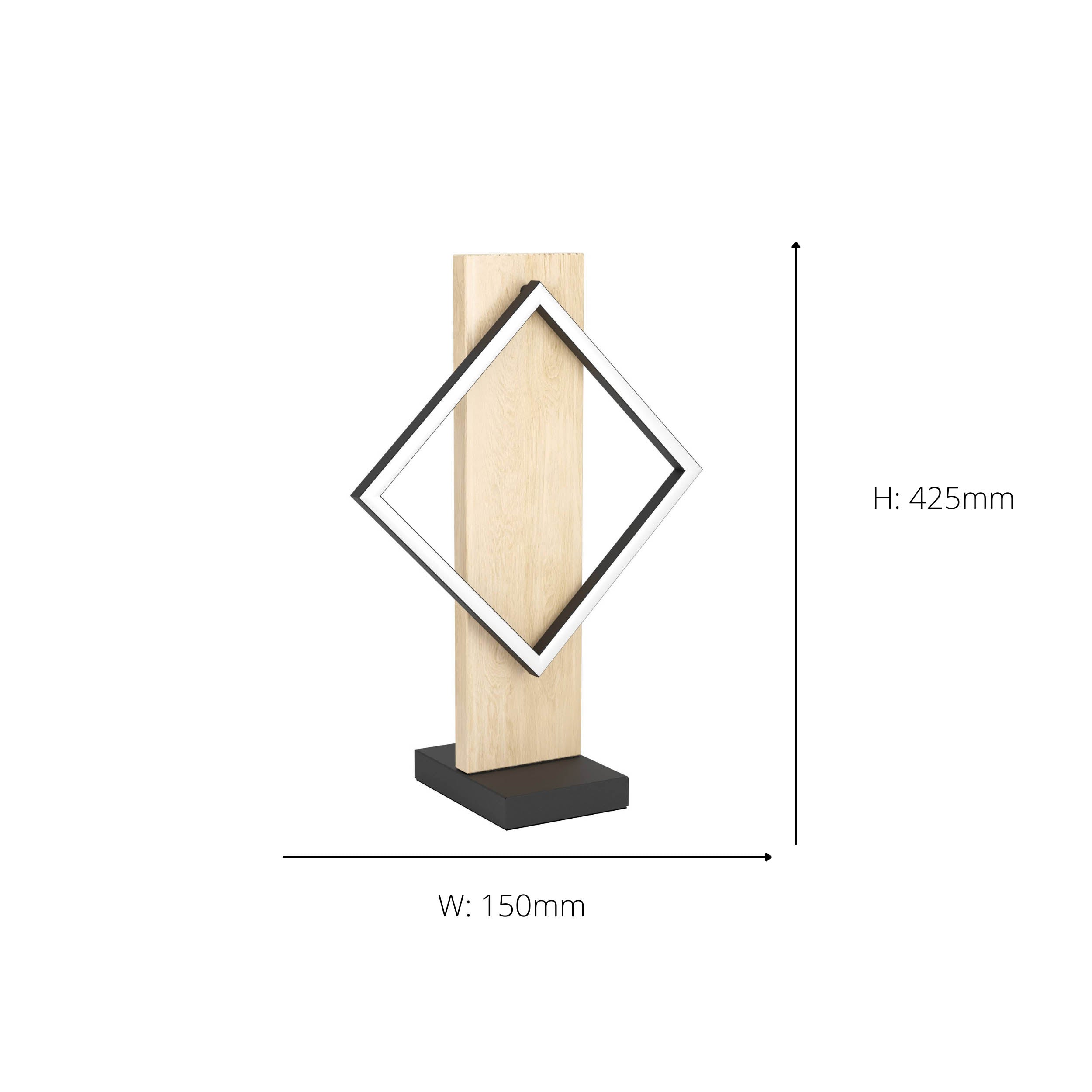 EGLO Boyal Table Lamp Wood Black 1 Frame LED Table Lamp