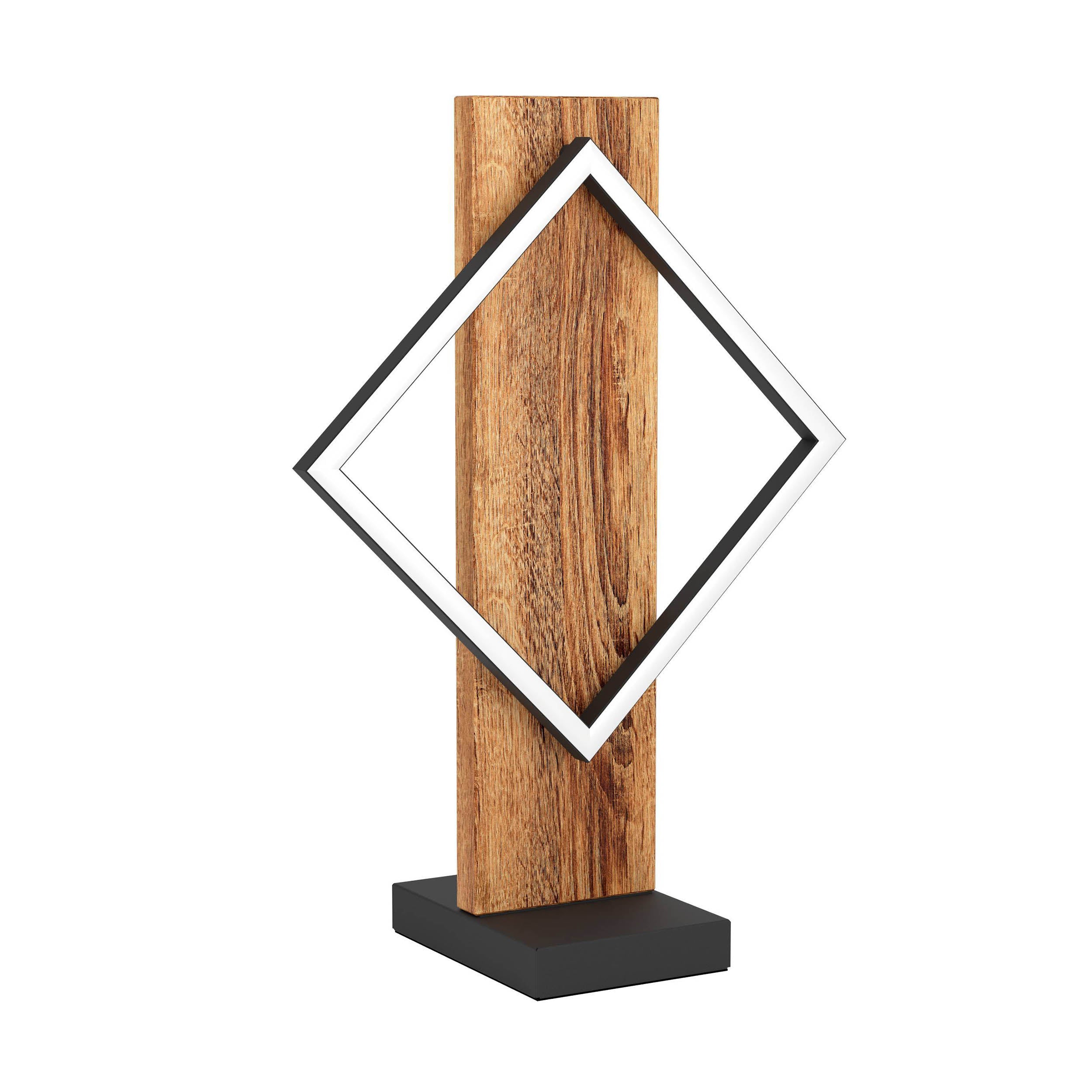 EGLO Boyal Table Lamp Wood Black 1 Frame  LED Table Lamp with Rustic Wood Panel