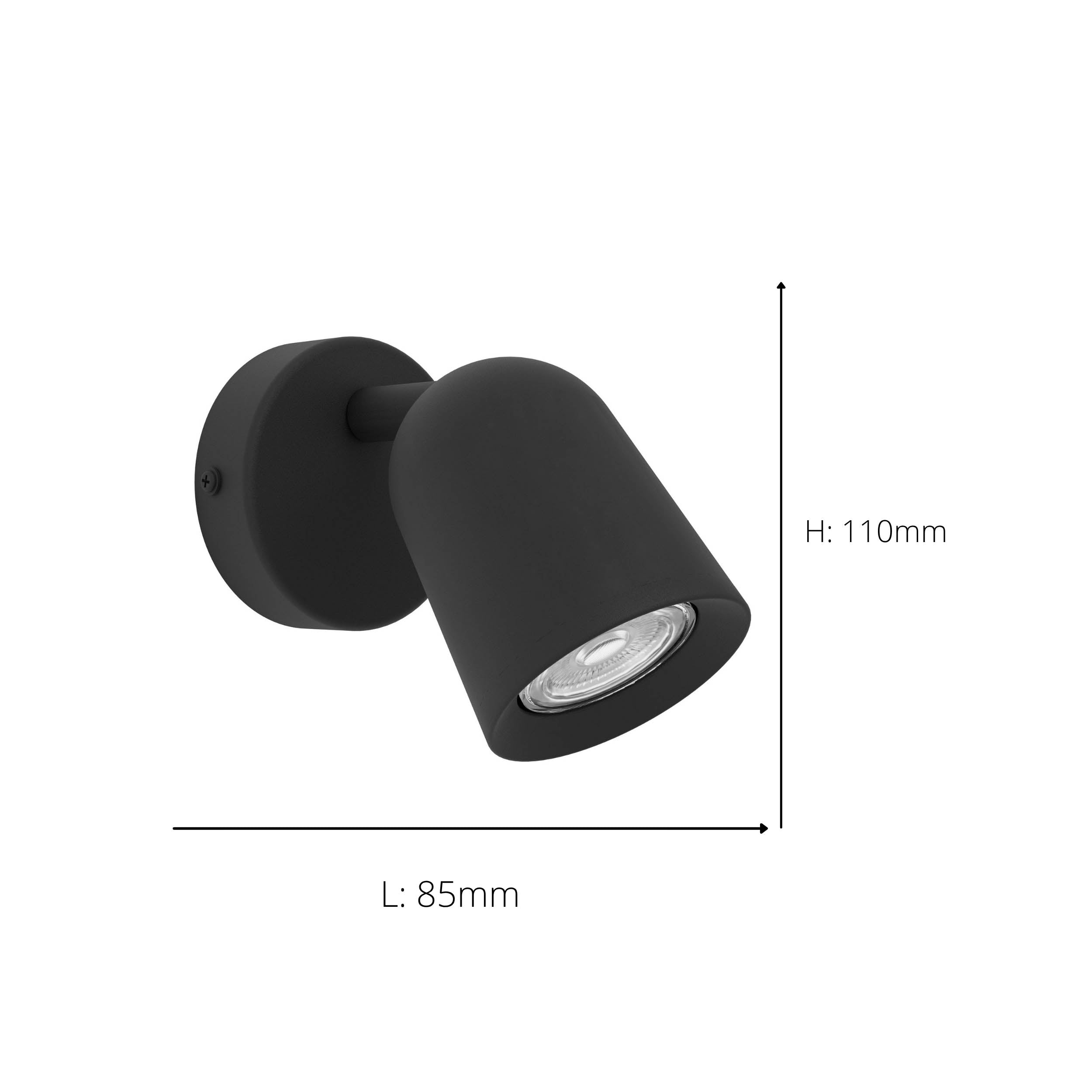 EGLO Camaldoli Black Steel LED Wall Spotlight