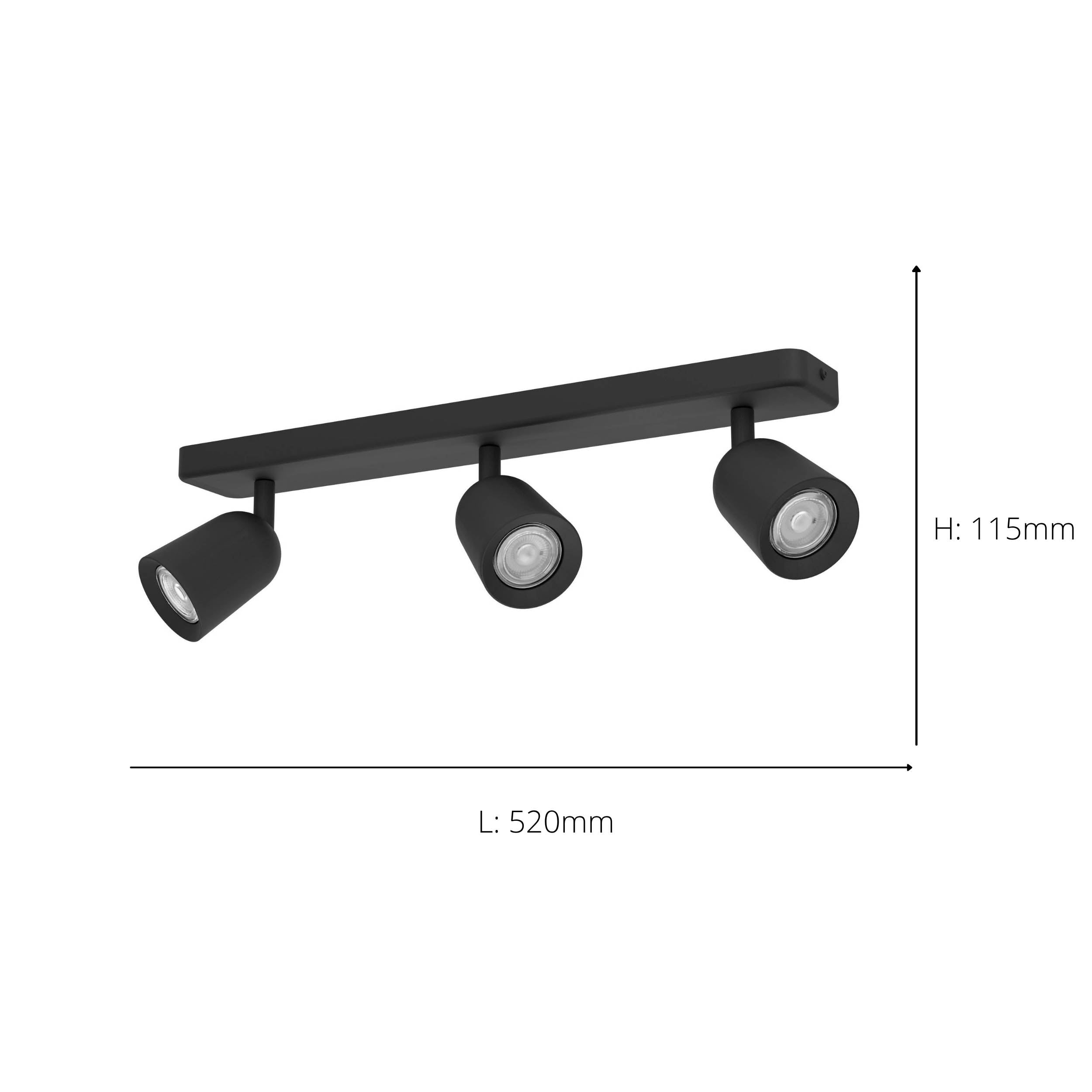 EGLO Camaldoli Dark Black LED Triple Ceiling Spotlight