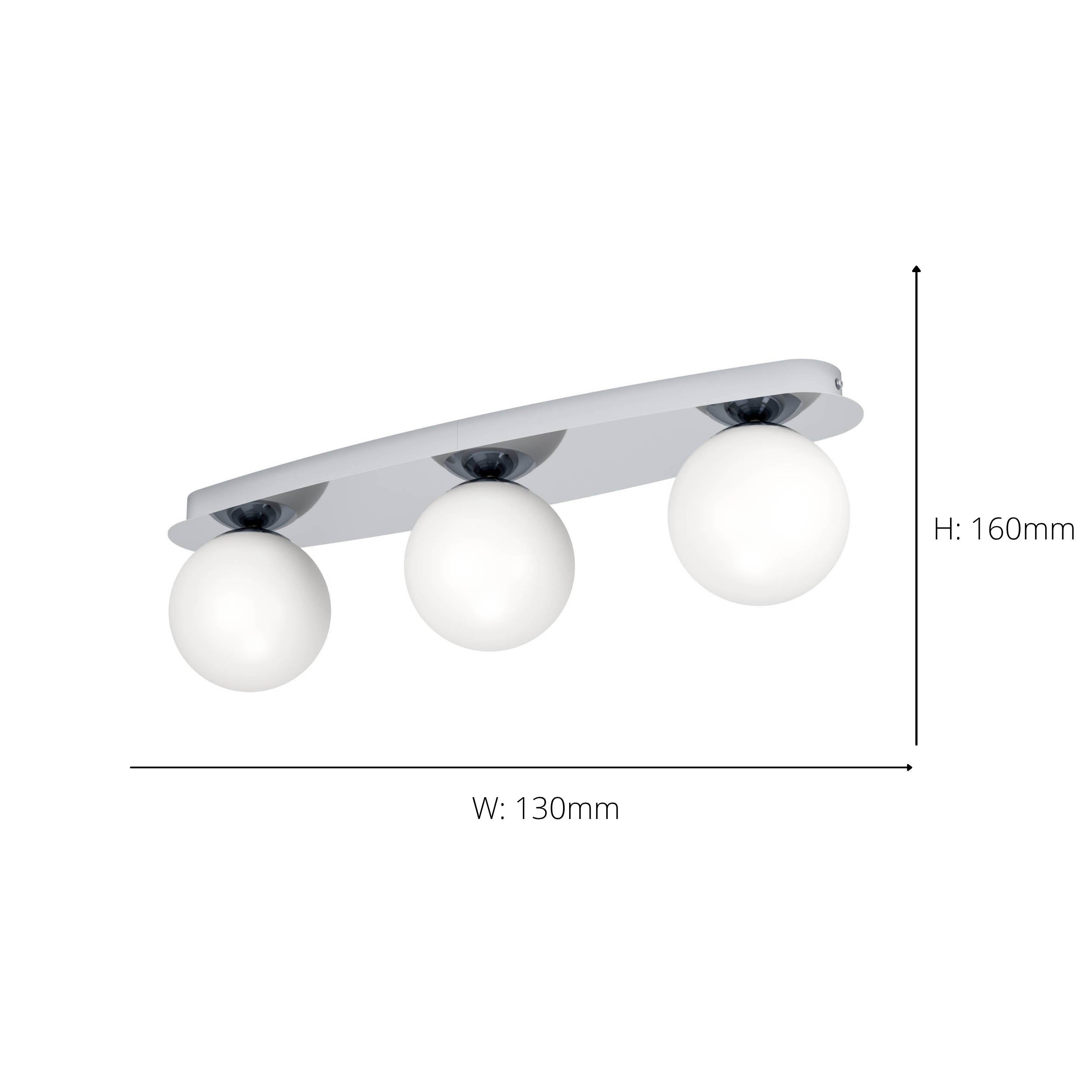 EGLO Castrovido Chrome Steel & Glass Triple LED Bathroom Ceiling Light