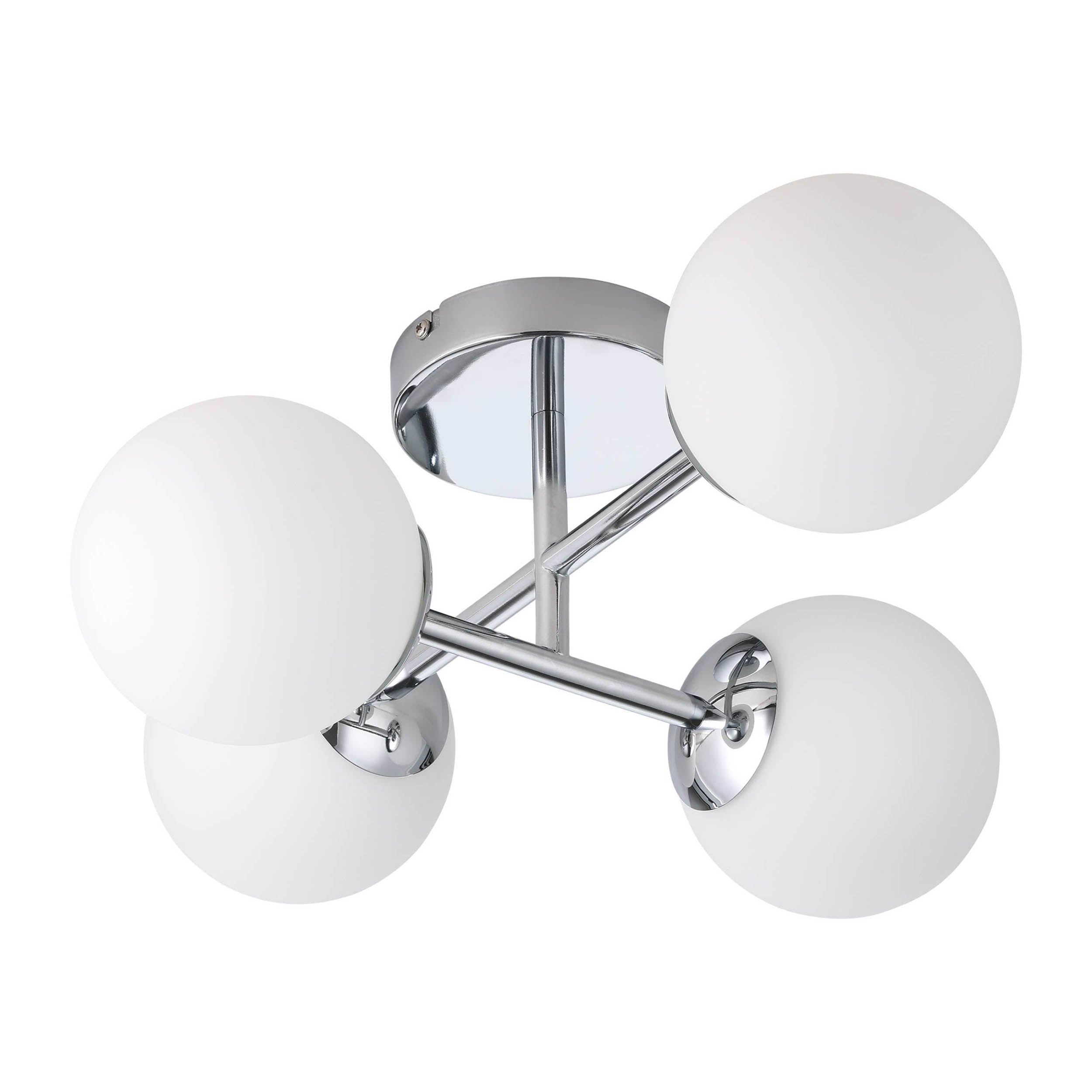 EGLO Castrovido Chrome Steel & Glass Four LED Bathroom Ceiling Light