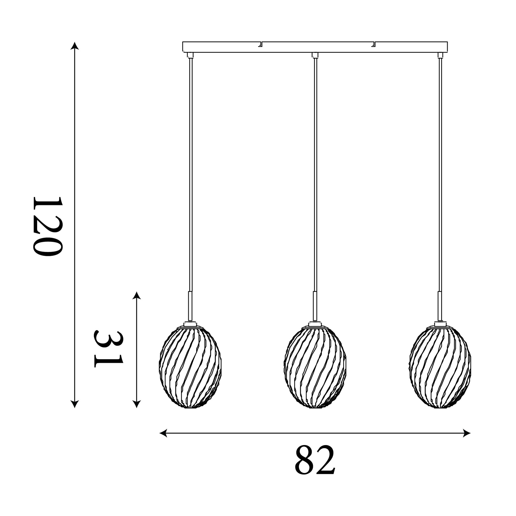 Whirl 3Lt Bar Pendant