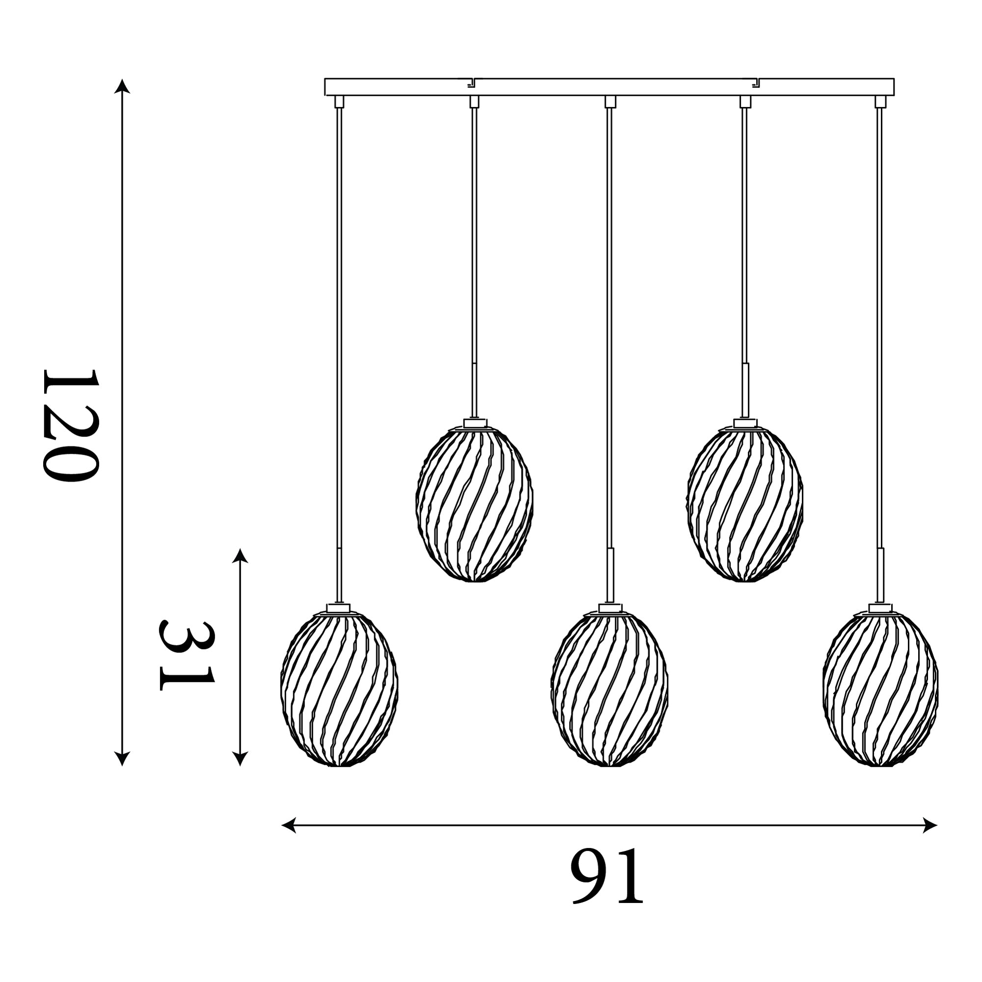 Whirl 5Lt Bar Pendant