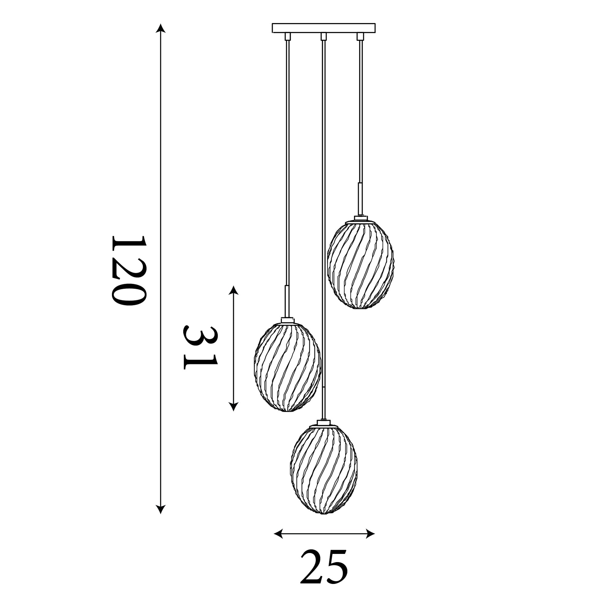 Whirl 3Lt Multi Drop Pendant