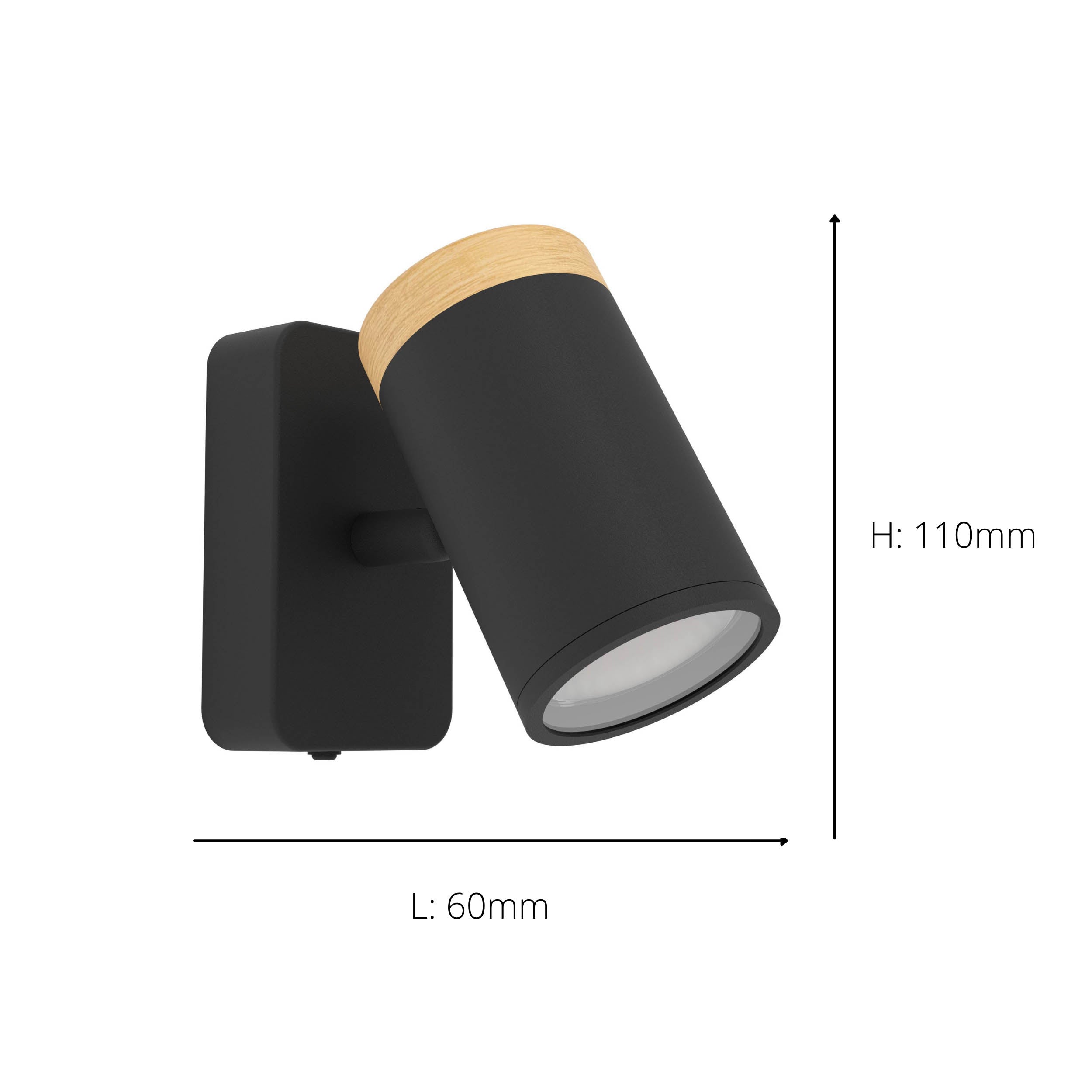 EGLO Castorama Black & Brown Bathroom LED Wall Spotlight