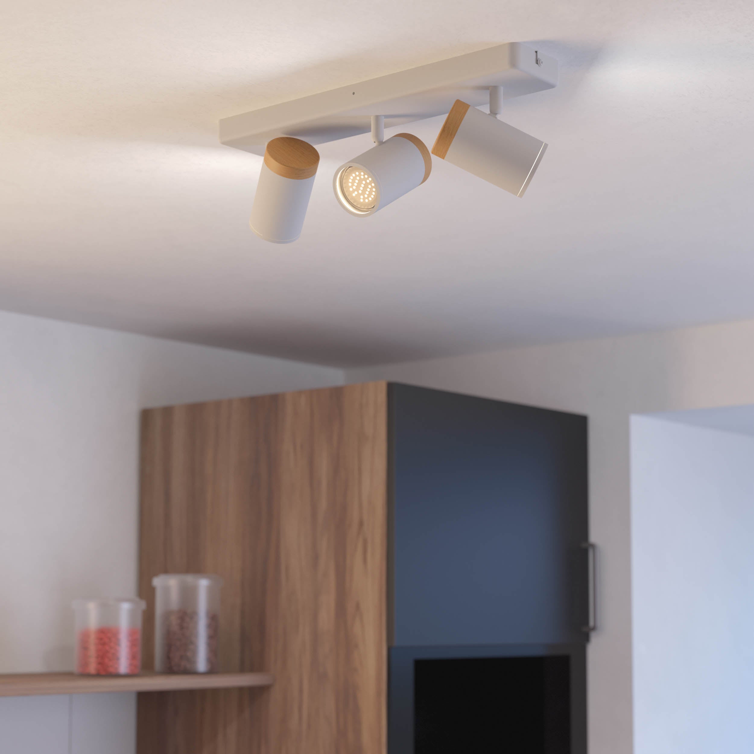 EGLO Castorama White & Brown Bathroom LED Triple Wall Spotlight