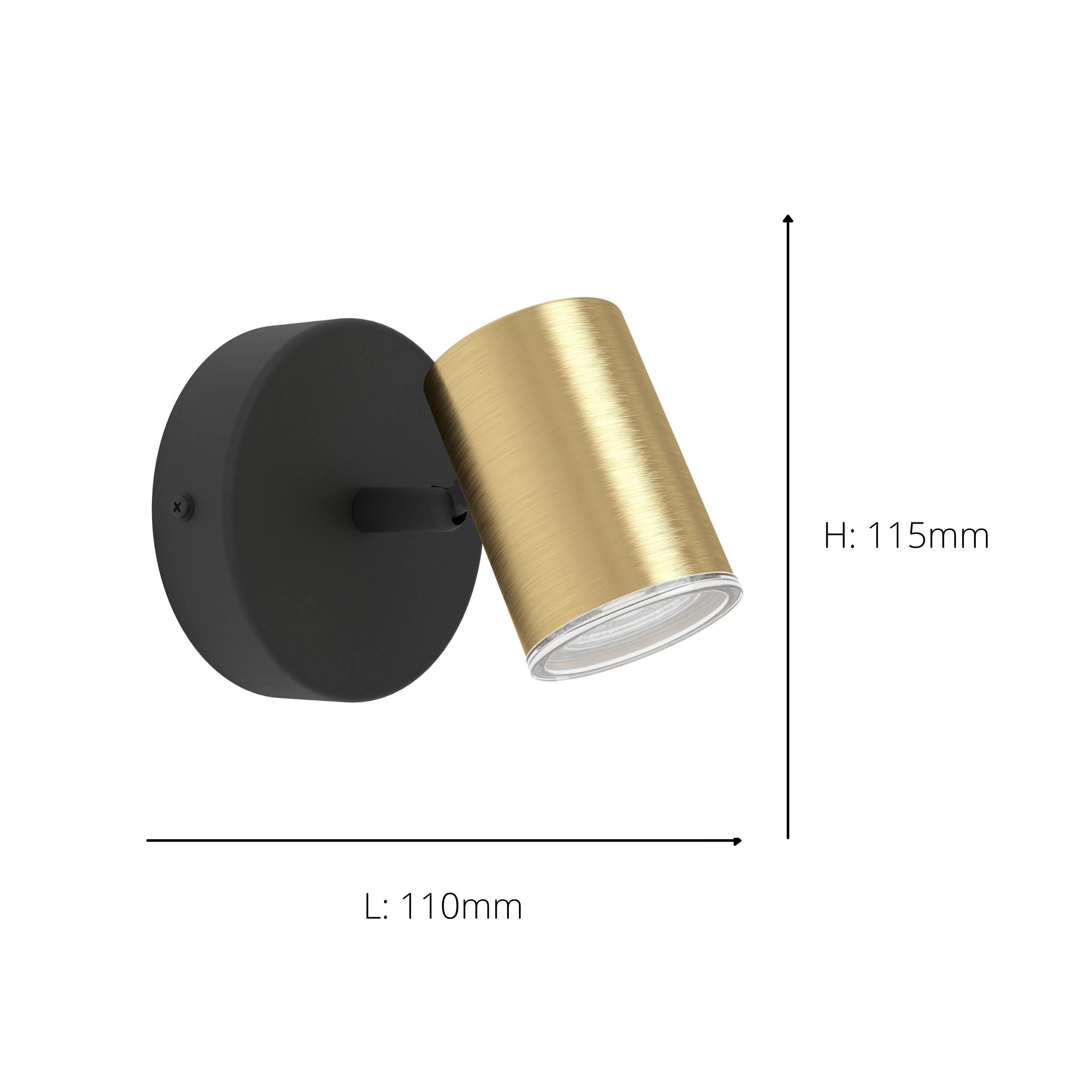 EGLO Consuma 1 Black & Brushed Brass Steel SIngle LED Bathroom Spotlight