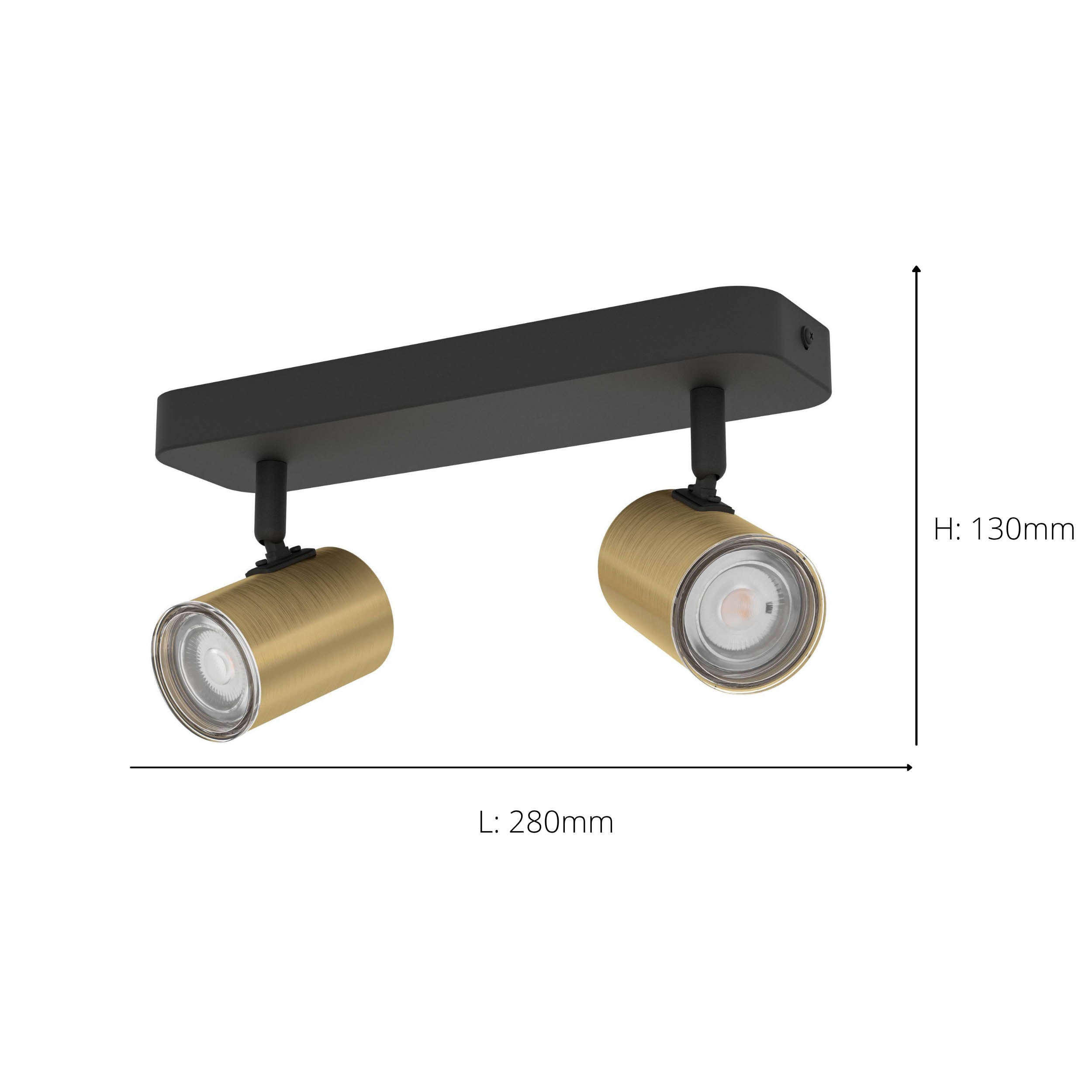 EGLO Consuma 1 Black & Brushed Brass Steel Dual LED Bathroom Spotlight