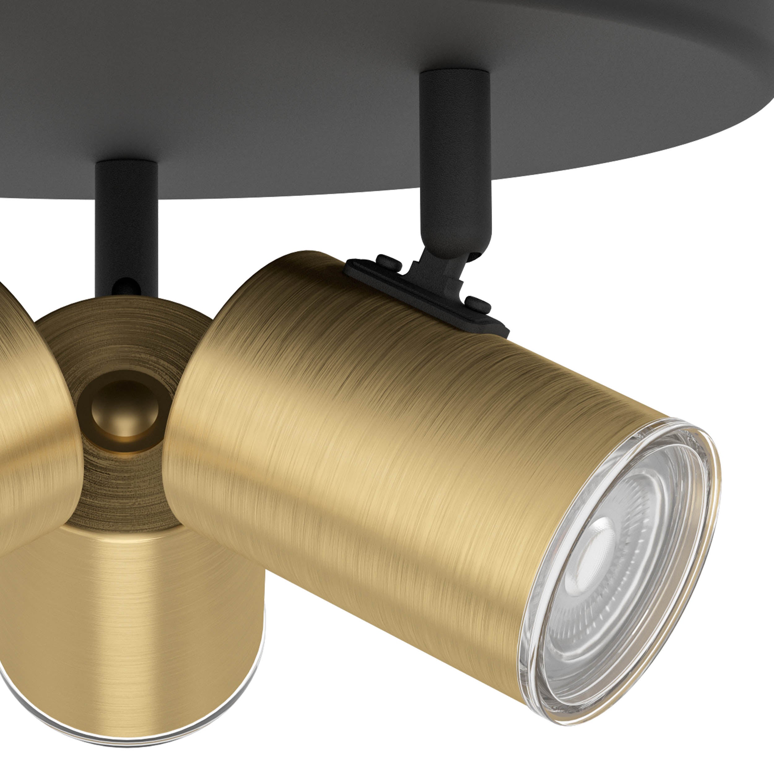 EGLO Consuma 1 Black & Brushed Brass Steel Triple LED Round Bathroom Spotlight