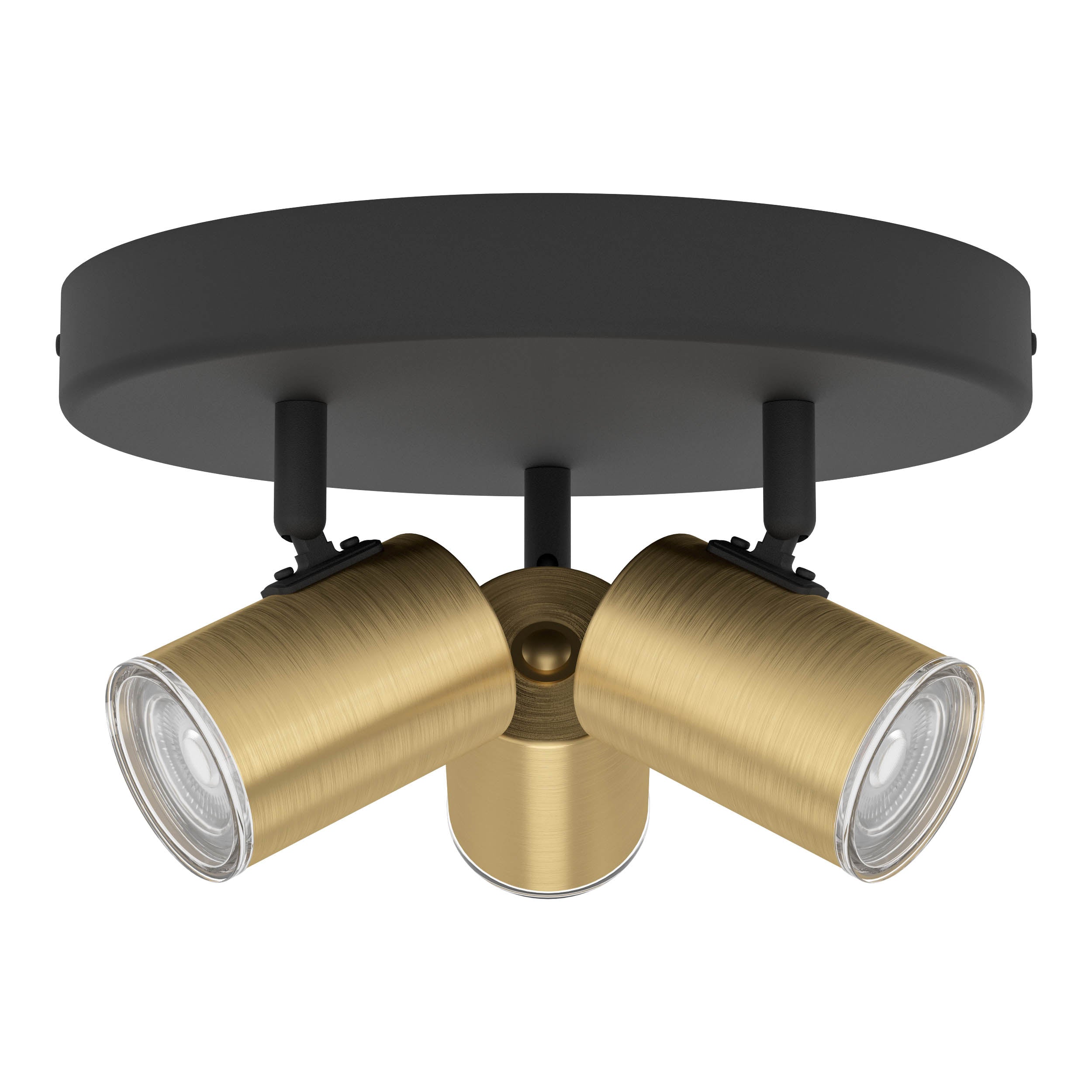 EGLO Consuma 1 Black & Brushed Brass Steel Triple LED Round Bathroom Spotlight