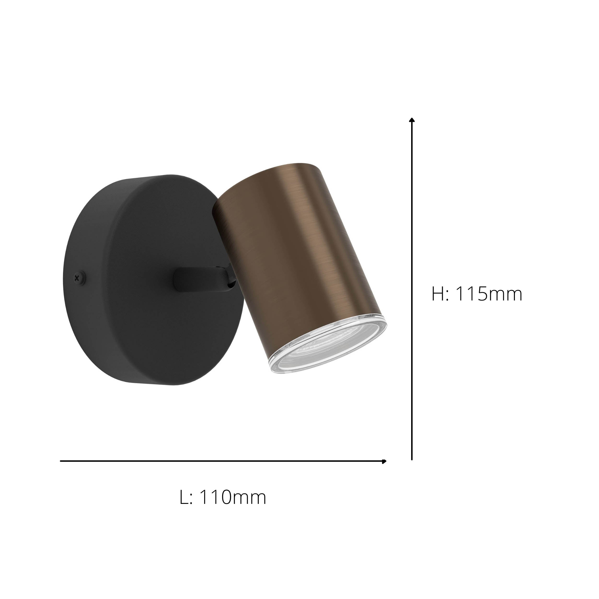 EGLO Consuma 1 Black & Bronze Steel Single LED Bathroom Spotlight
