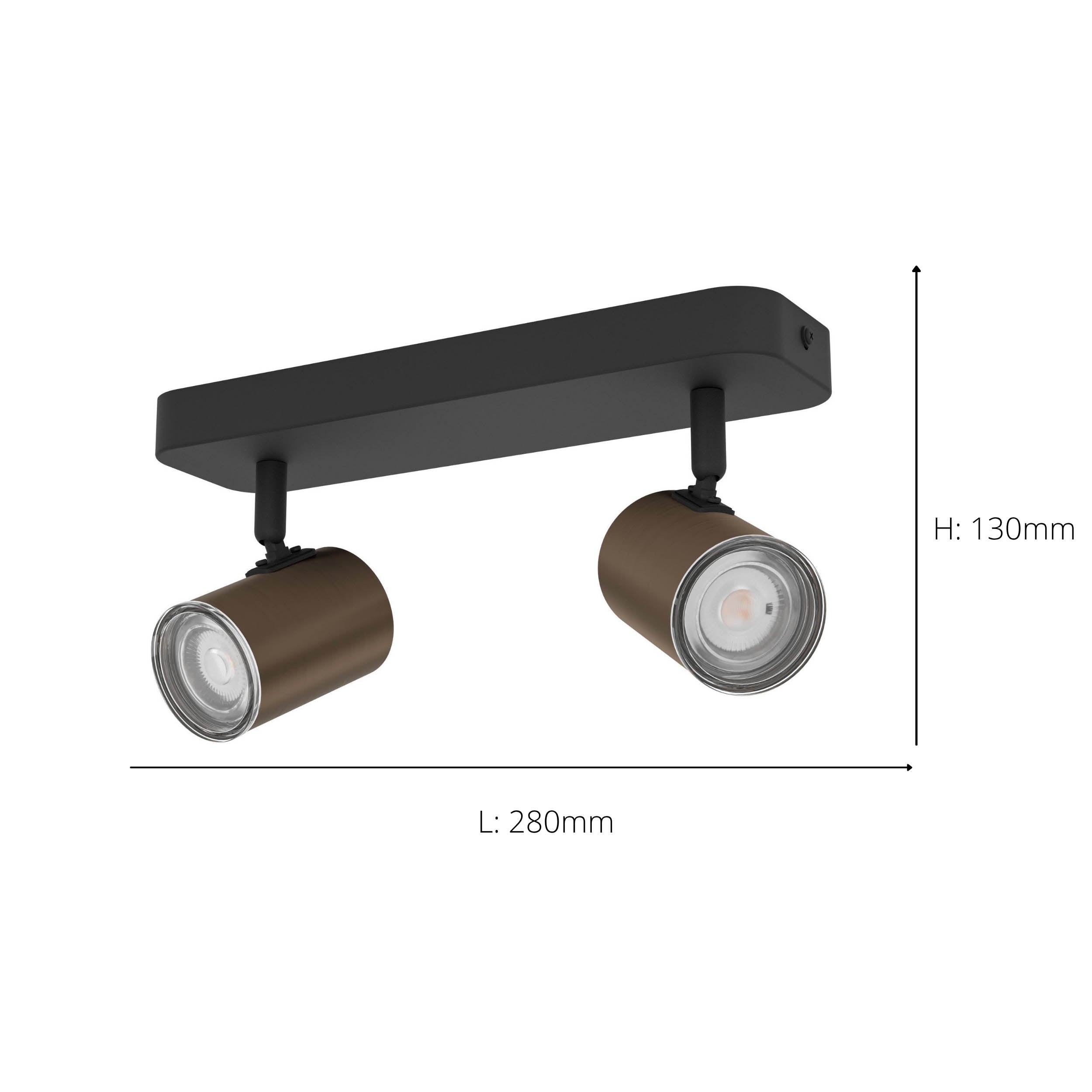 EGLO Consuma 1 Black & Bronze Steel Dual LED Bathroom Spotlight