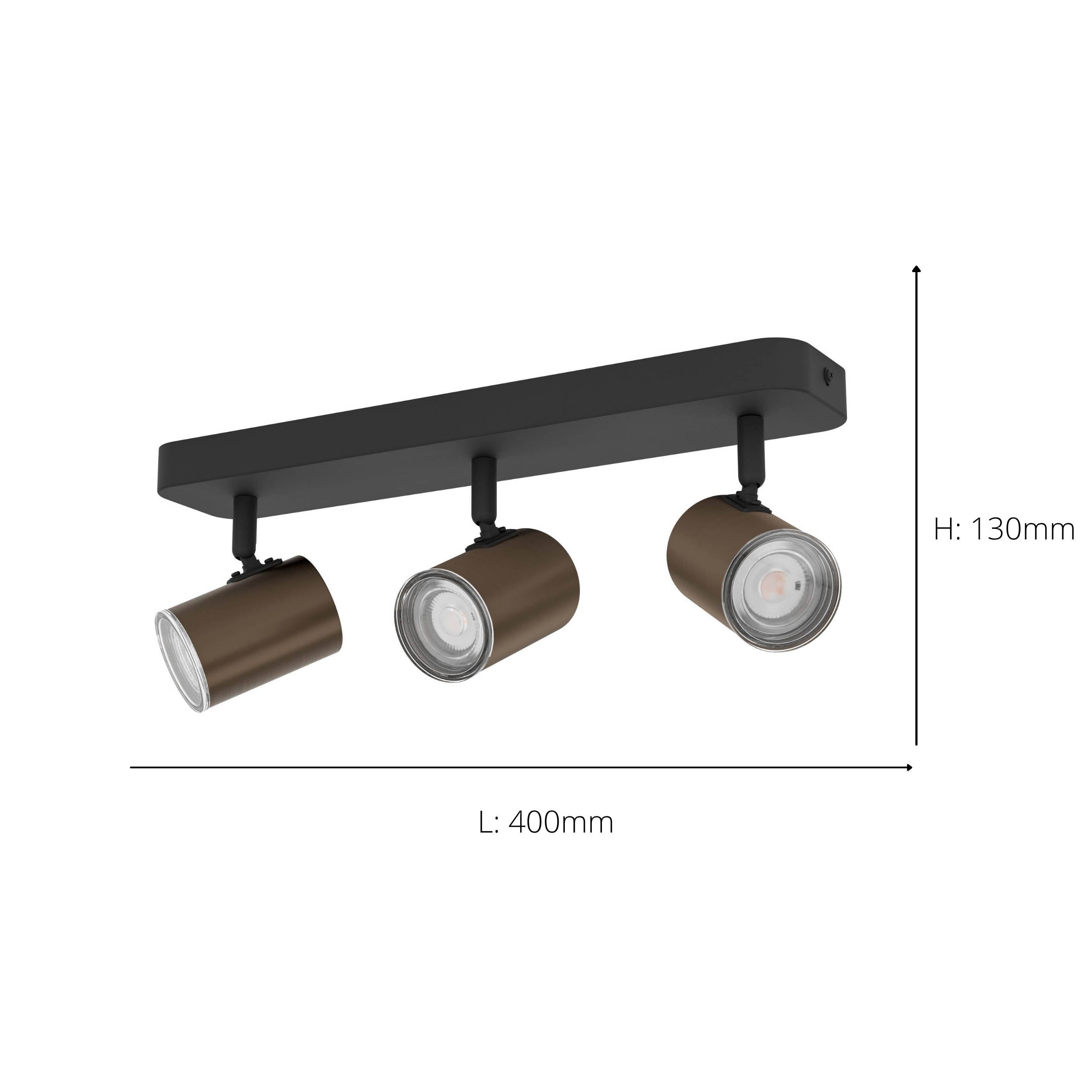 EGLO Consuma 1 Black & Bronze Triple LED Bathroom Spotlight