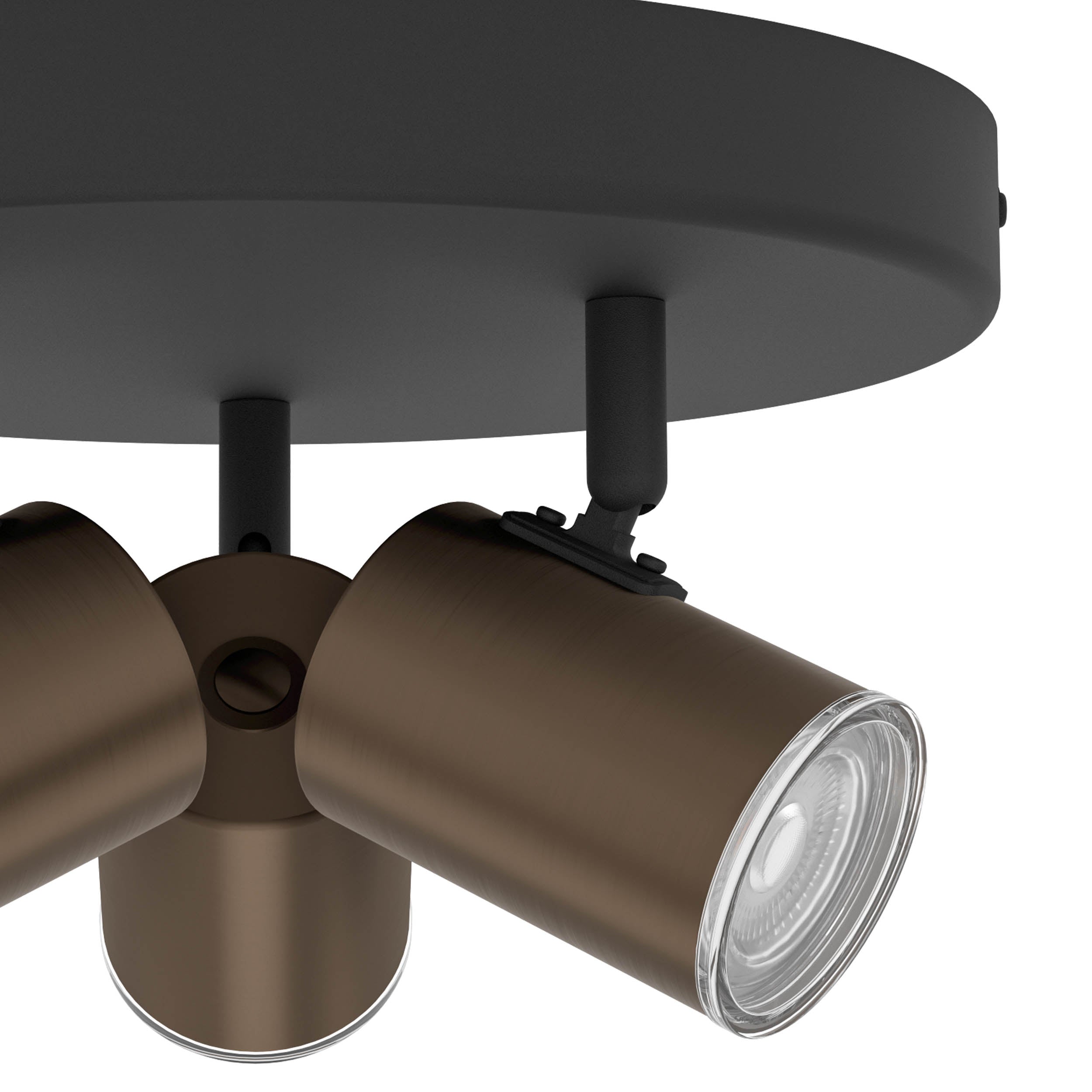 EGLO Consuma 1 Black & Bronze Triple LED Round Bathroom Spotlight