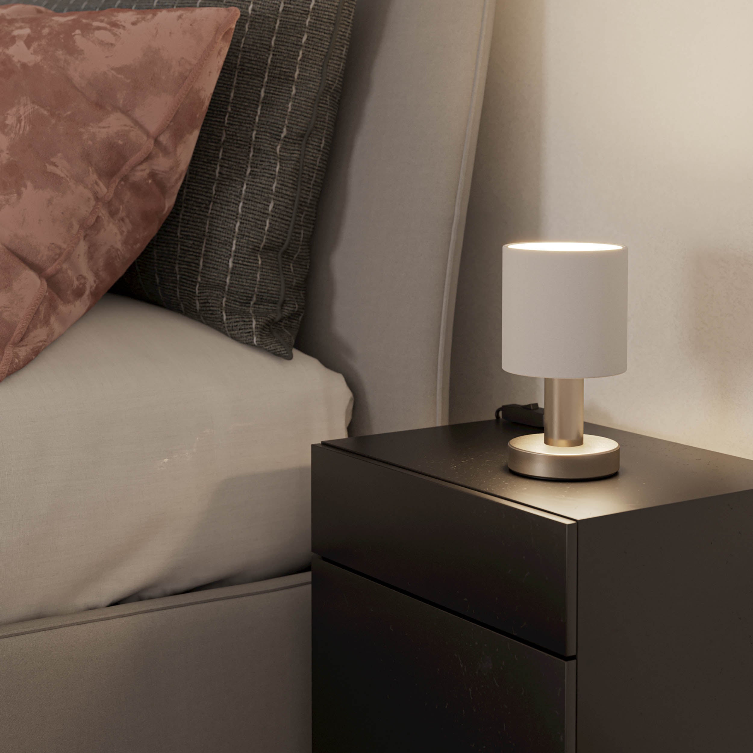 EGLO Montetto White Fabric & Steel Classic Table Lamp 31841