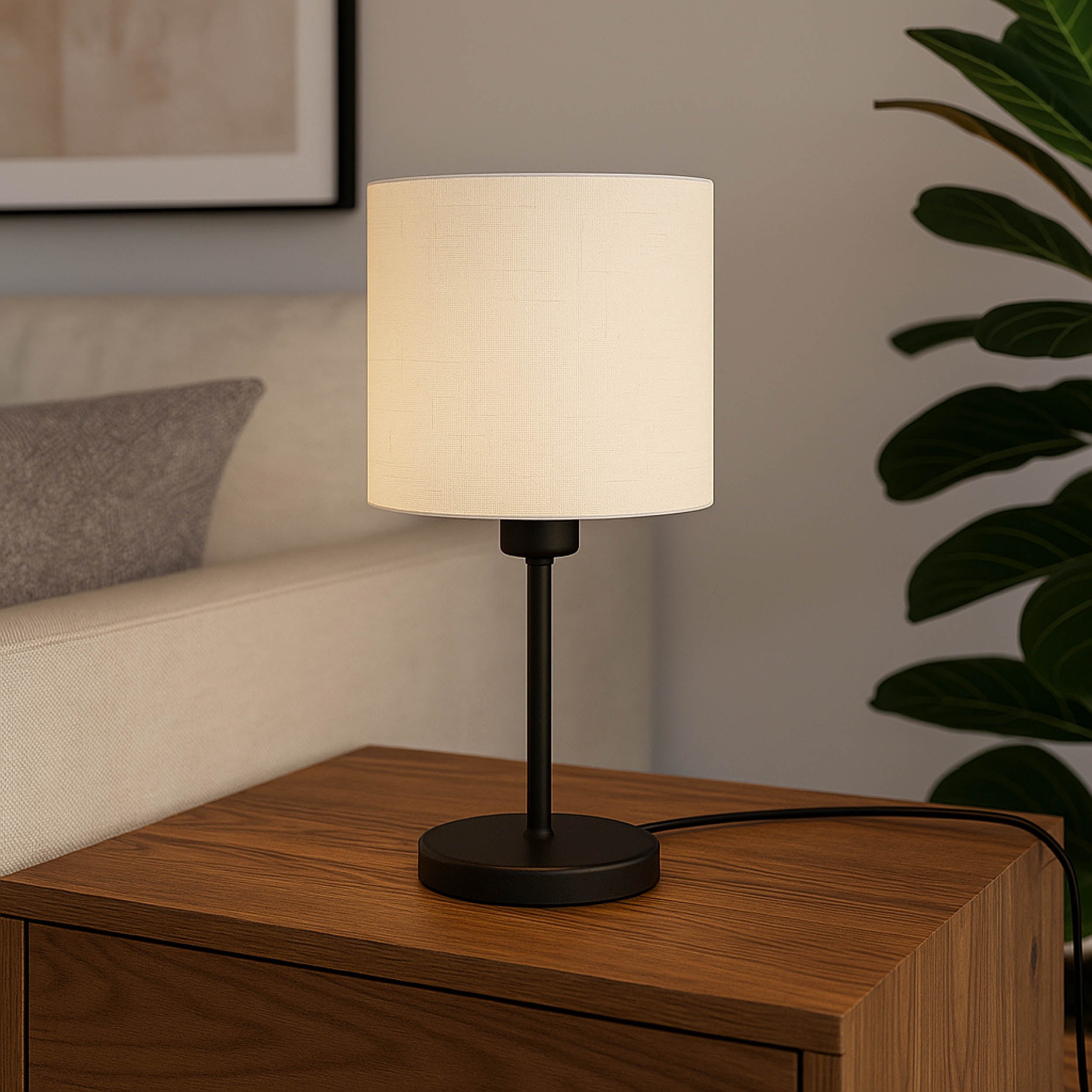 EGLO Montetto 1 Fabric & Black Steel Classic Table Lamp 32219