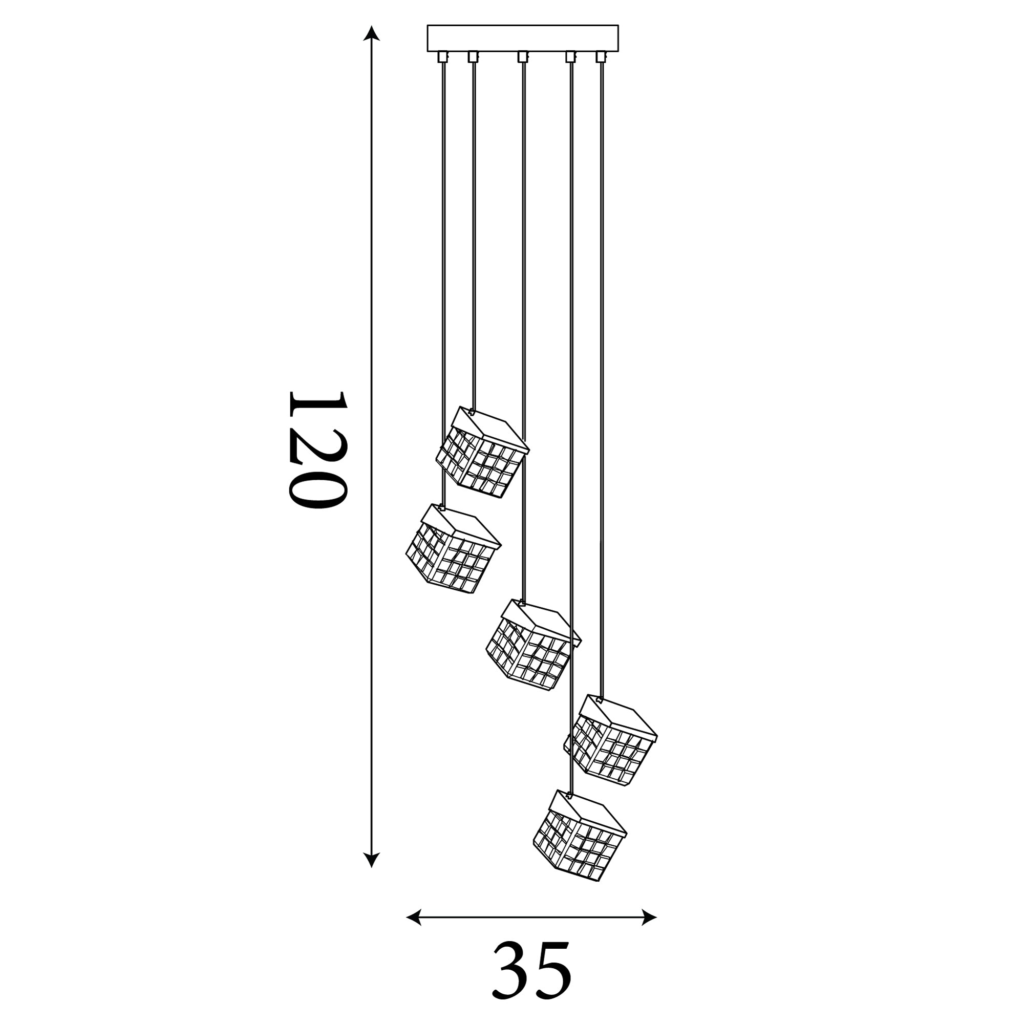 Cuboid 5Lt LED Multi Drop Pendant