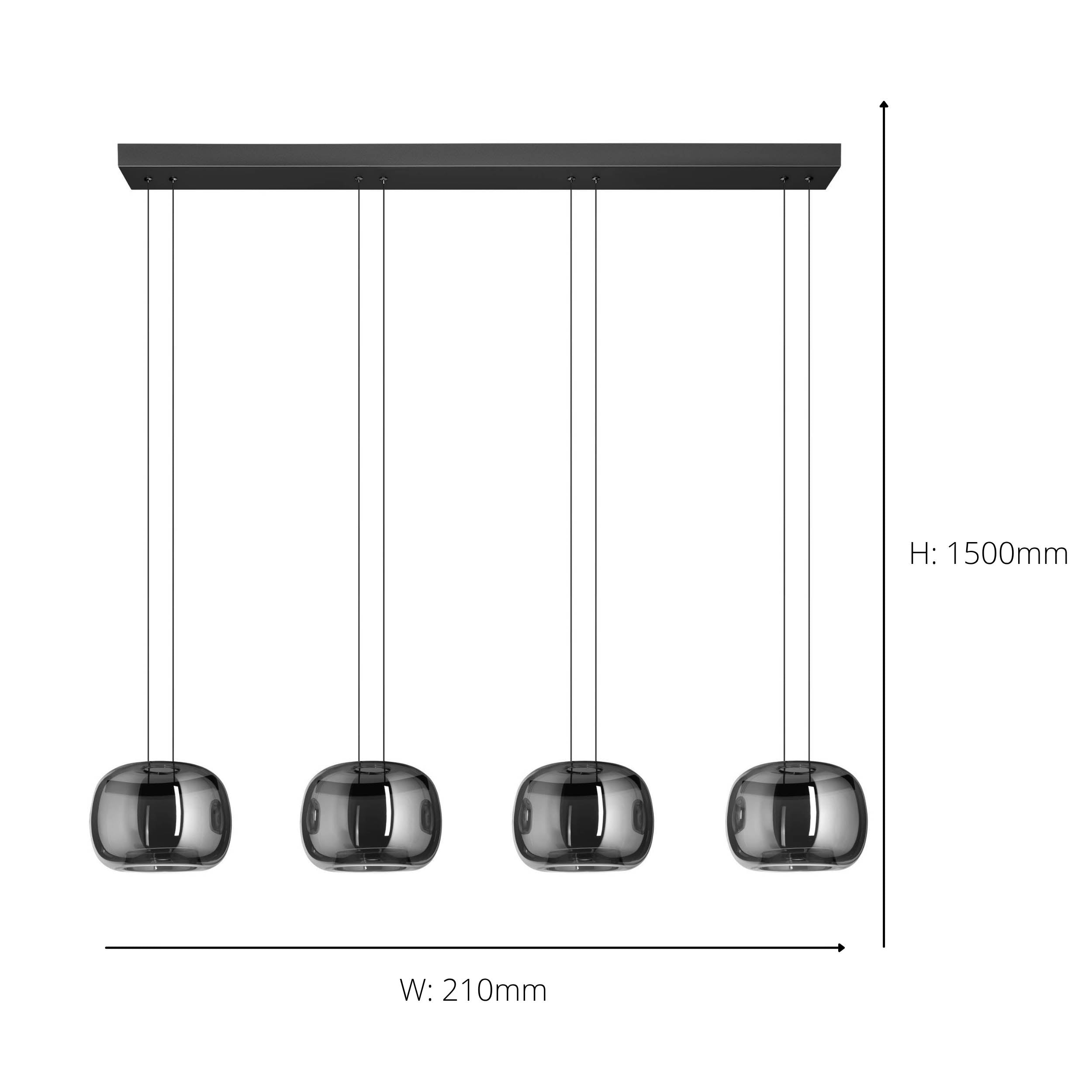 EGLO Hortunas Linear Pendant Refined Black Fumed Glass LED Hanging Light