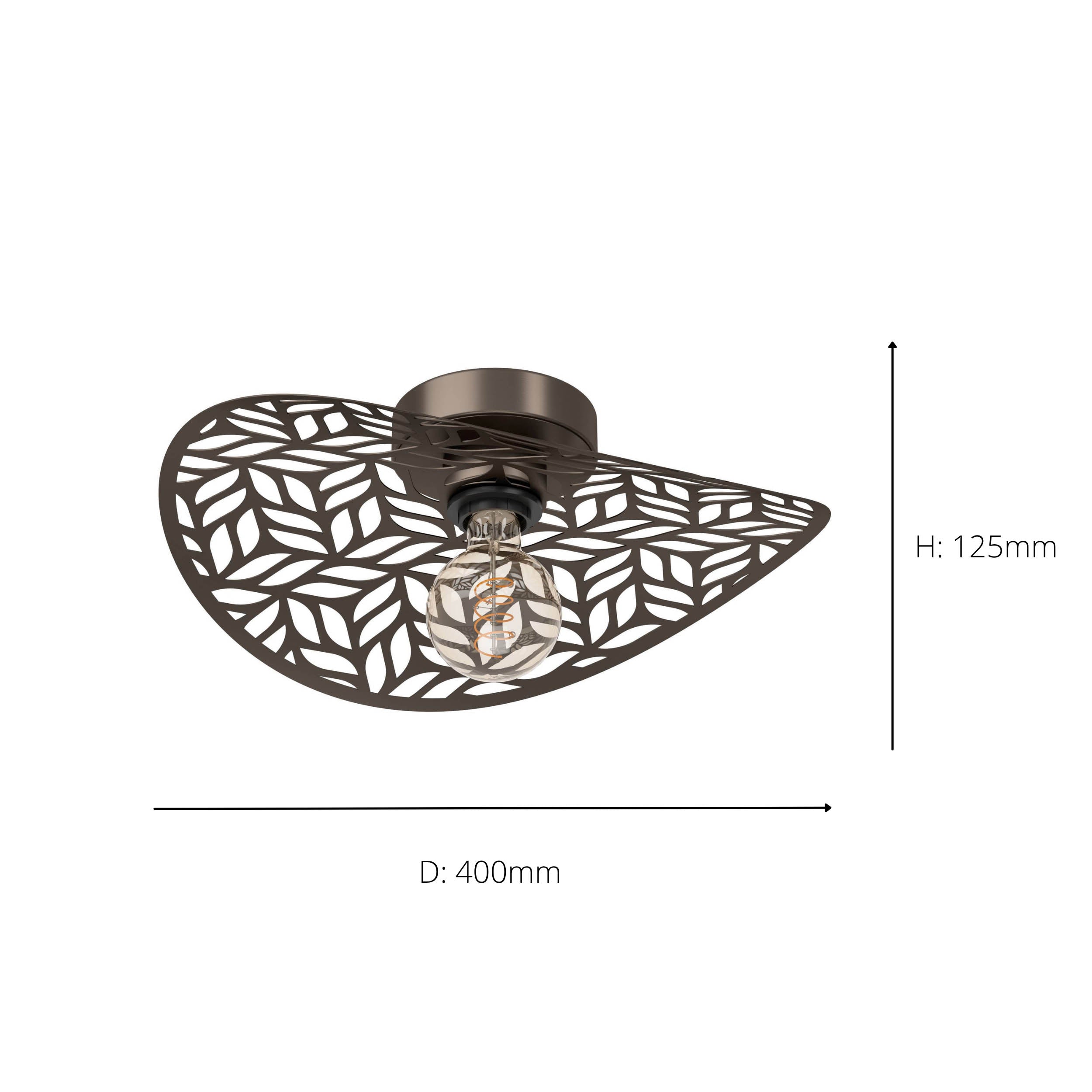 EGLO Swaby Ceiling Rustic Leaf Cut Steel Ceiling Light
