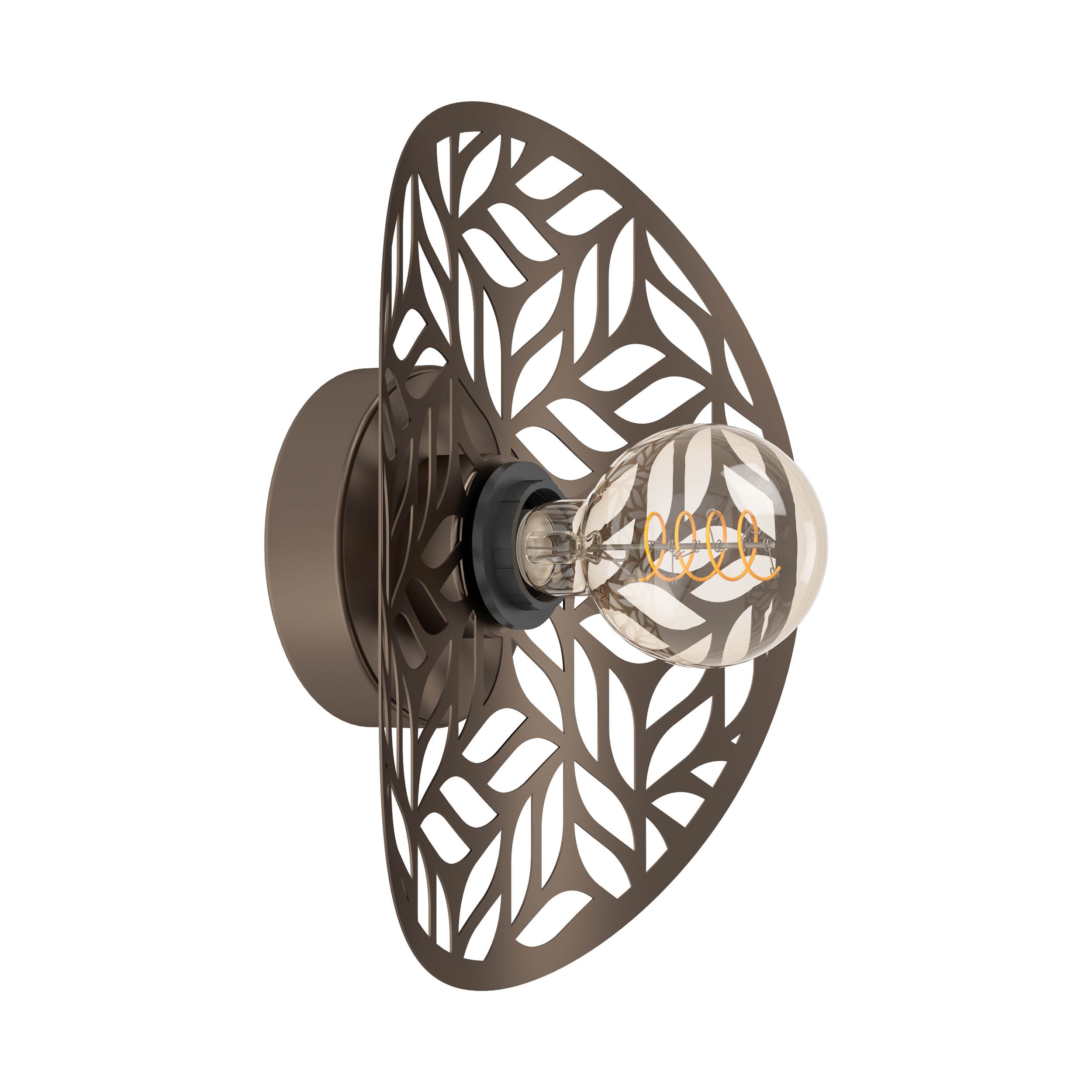 EGLO Swaby Decorative Leaf Cut Wall Light in Dark Brown
