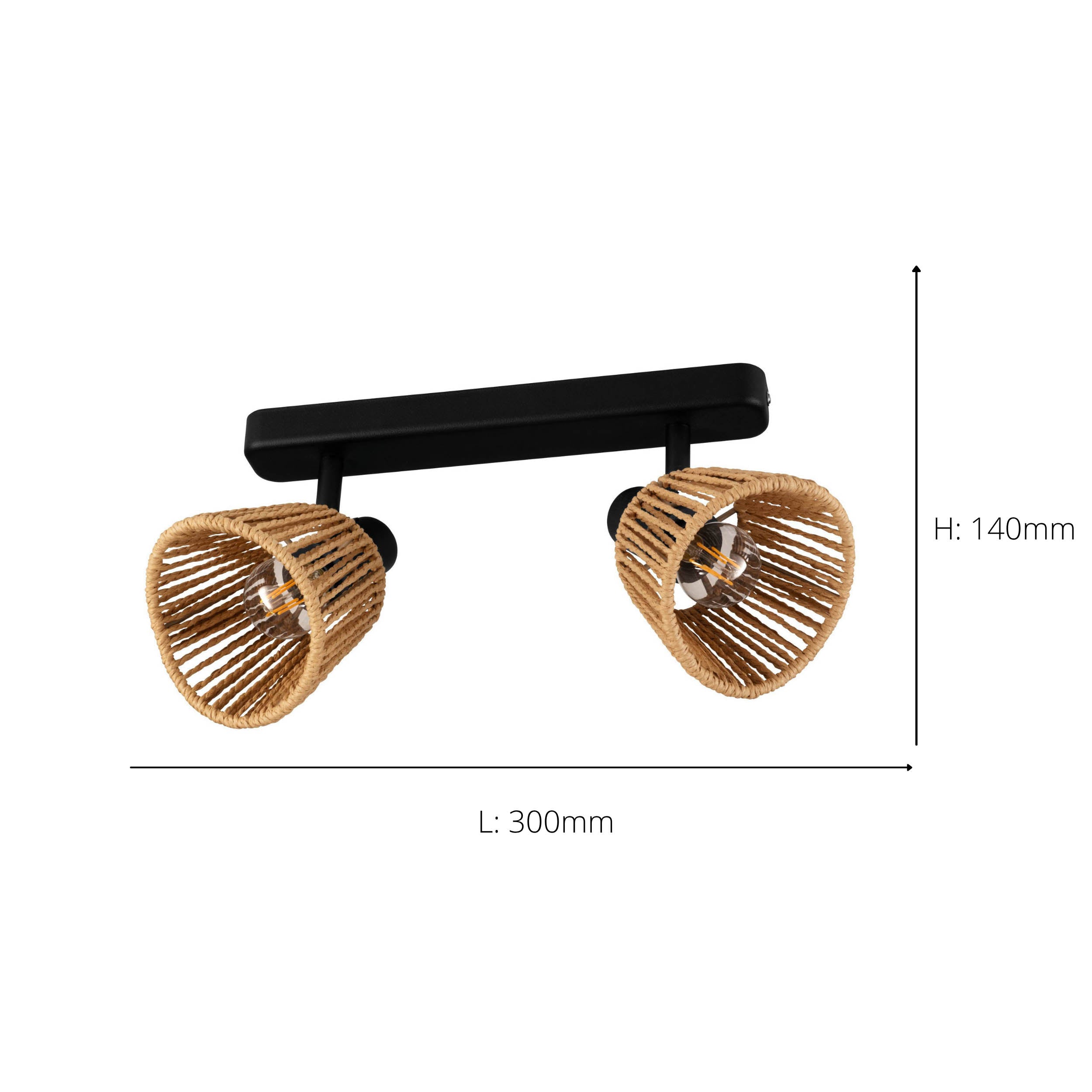 EGLO Keelby Dual Paper Rope Ceiling Light with Adjustable Shades