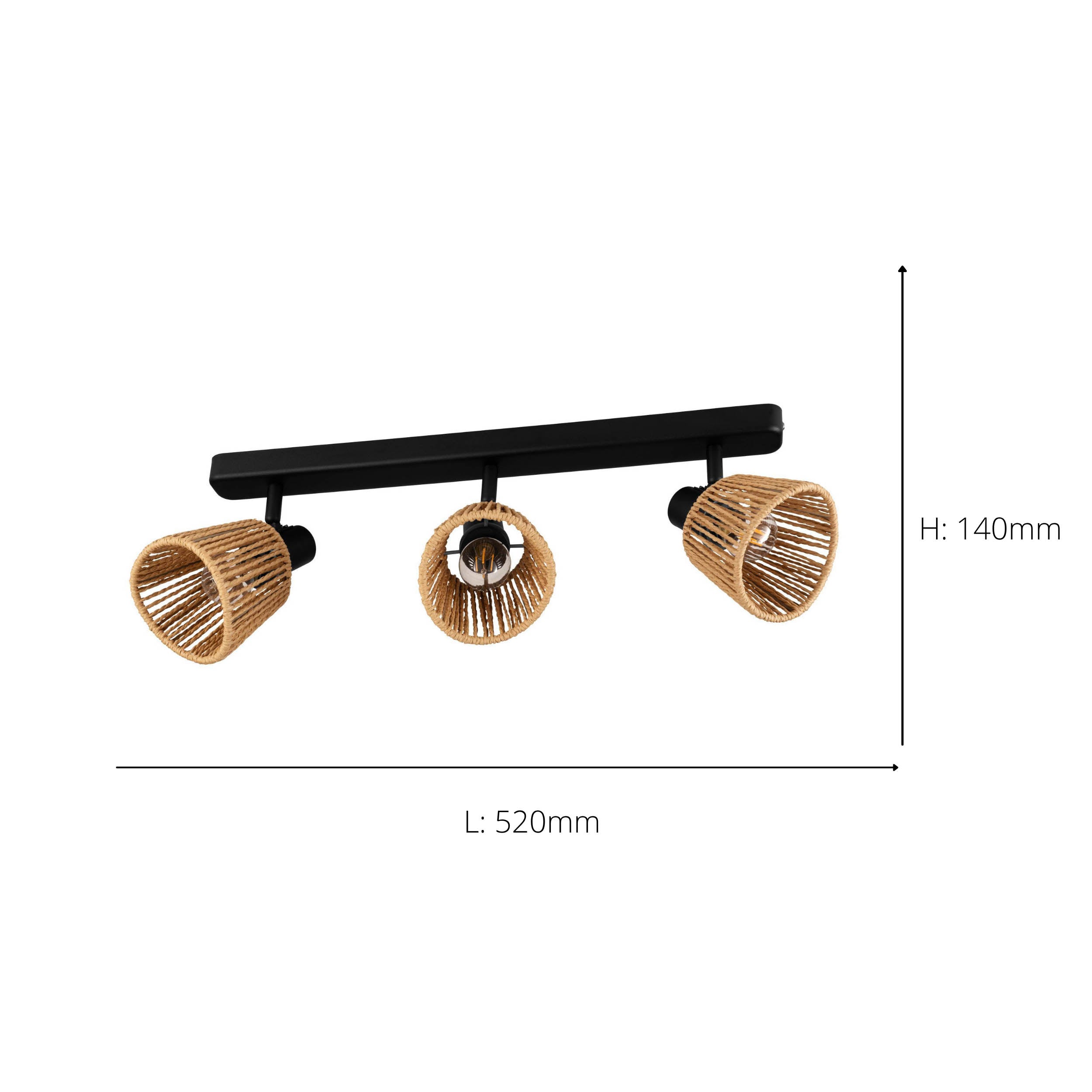 EGLO Keelby Triple Paper Rope Ceiling Light in Natural Finish