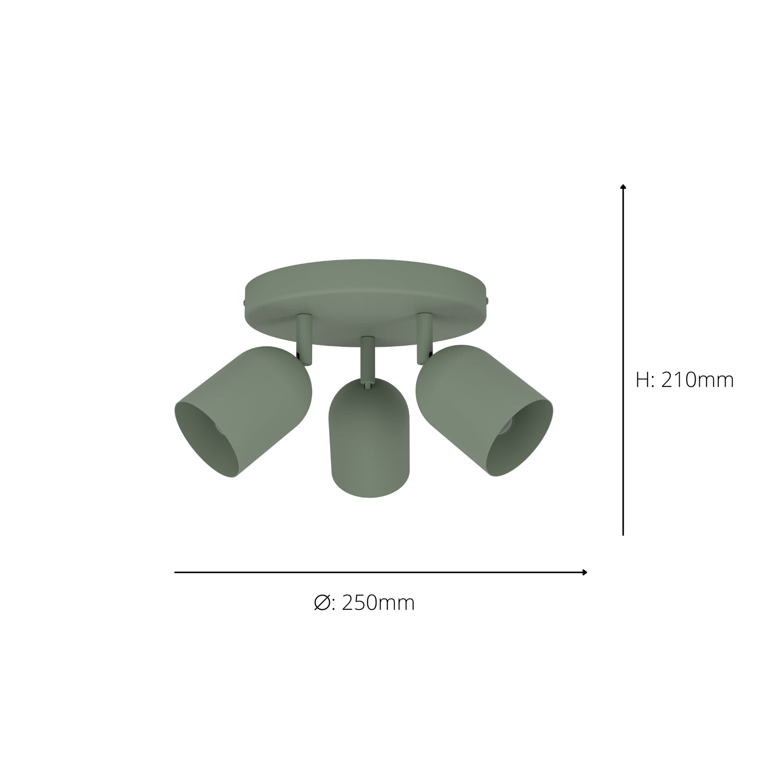 EGLO Tilston Steel Minimalist Triple Ceiling Spotlight, Green