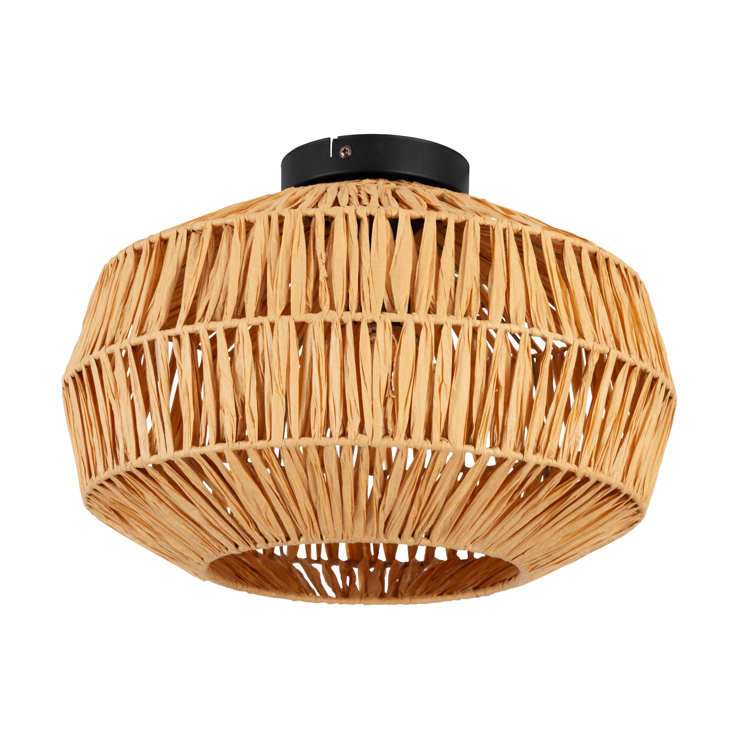 EGLO Sheldon Ceiling Natural Rope Ceiling Light with Black Metal Contrast