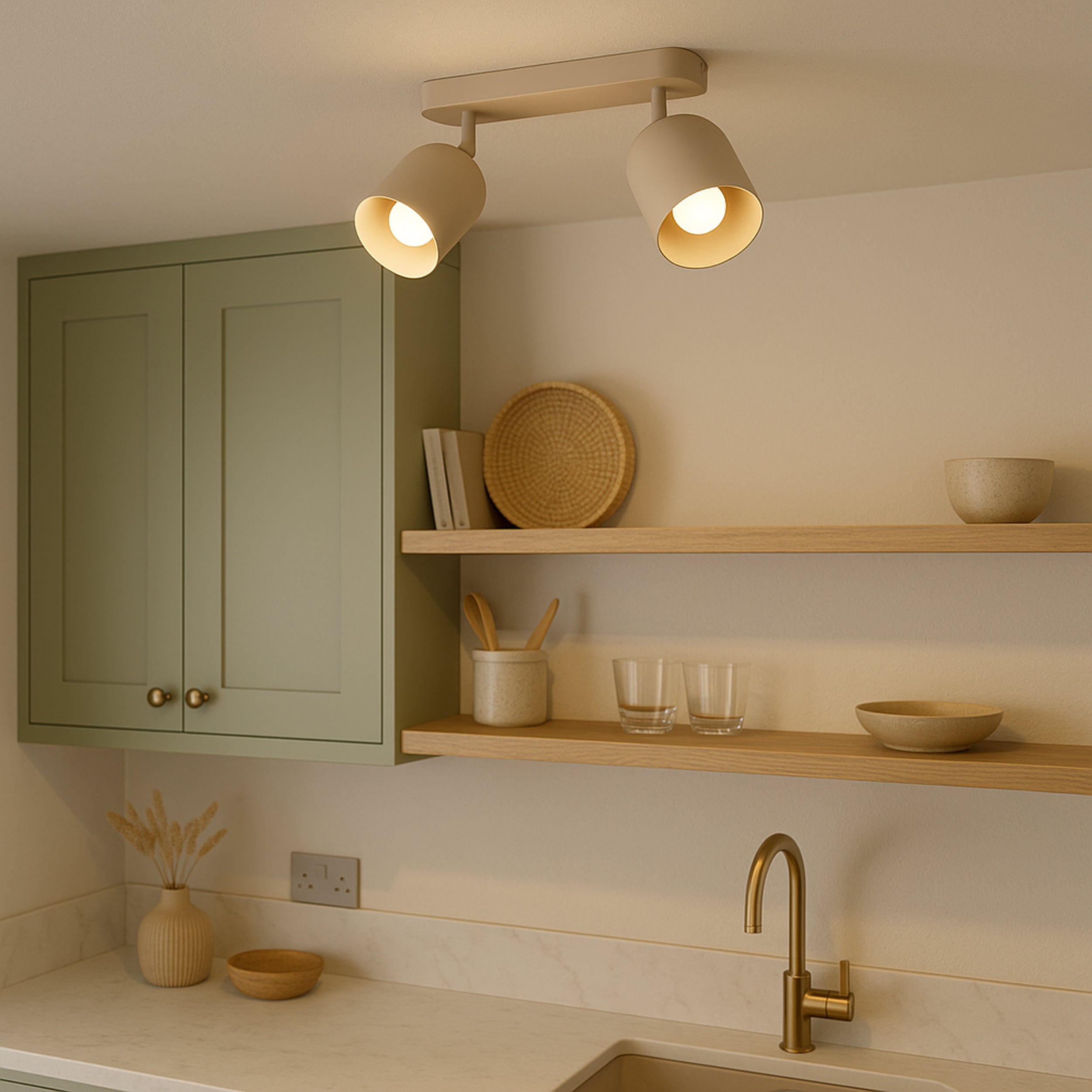 EGLO Tilston Steel Minimalist Dual Ceiling Spotlight, Sandy