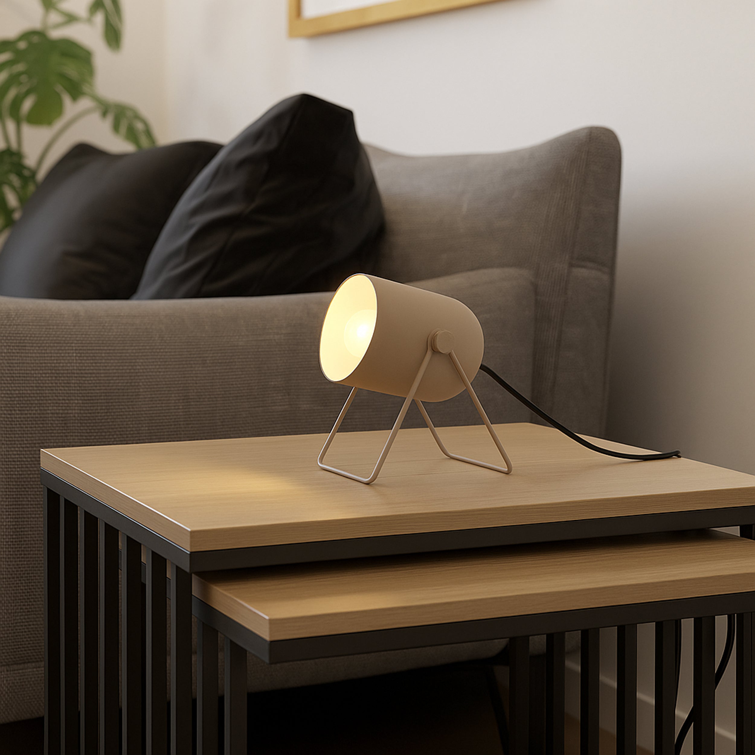 EGLO Tilston Steel Minimalist Desk Lamp, Sandy