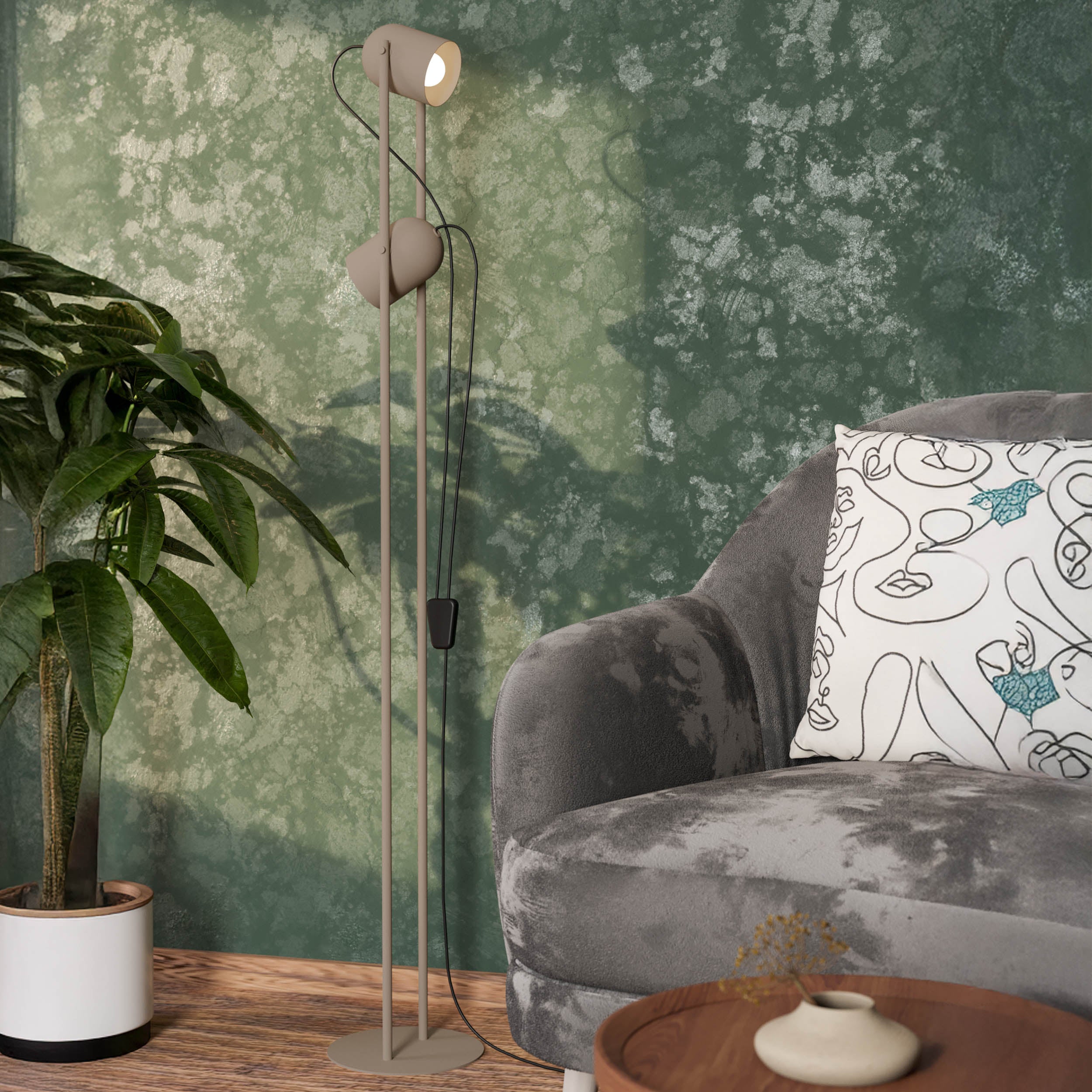 EGLO Tilston Sand Dual Sand Coloured Spotlight Floor Lamp with Foot Switch