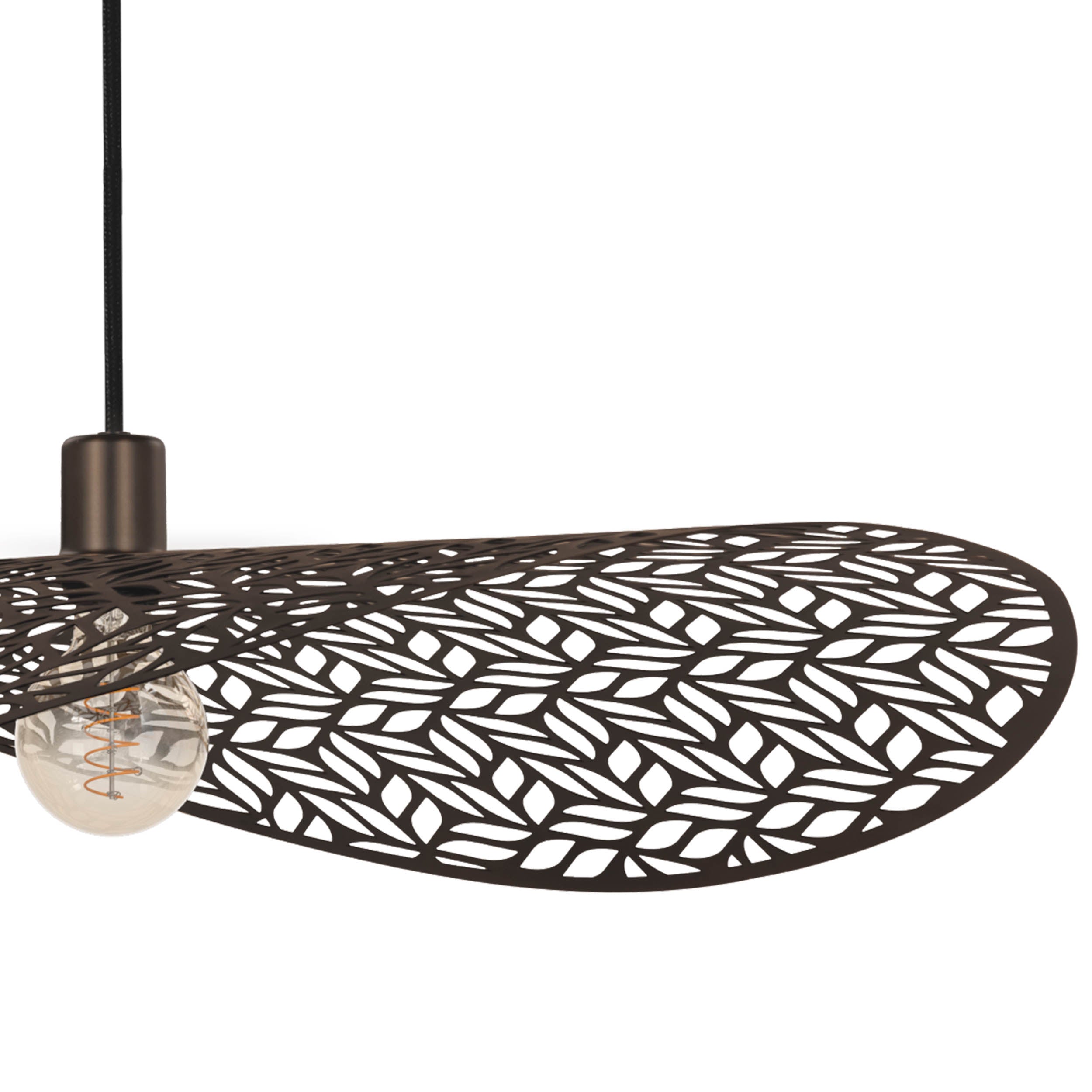 EGLO Swaby Pendant Brushed Bronze Leaf Pattern Pendant Light