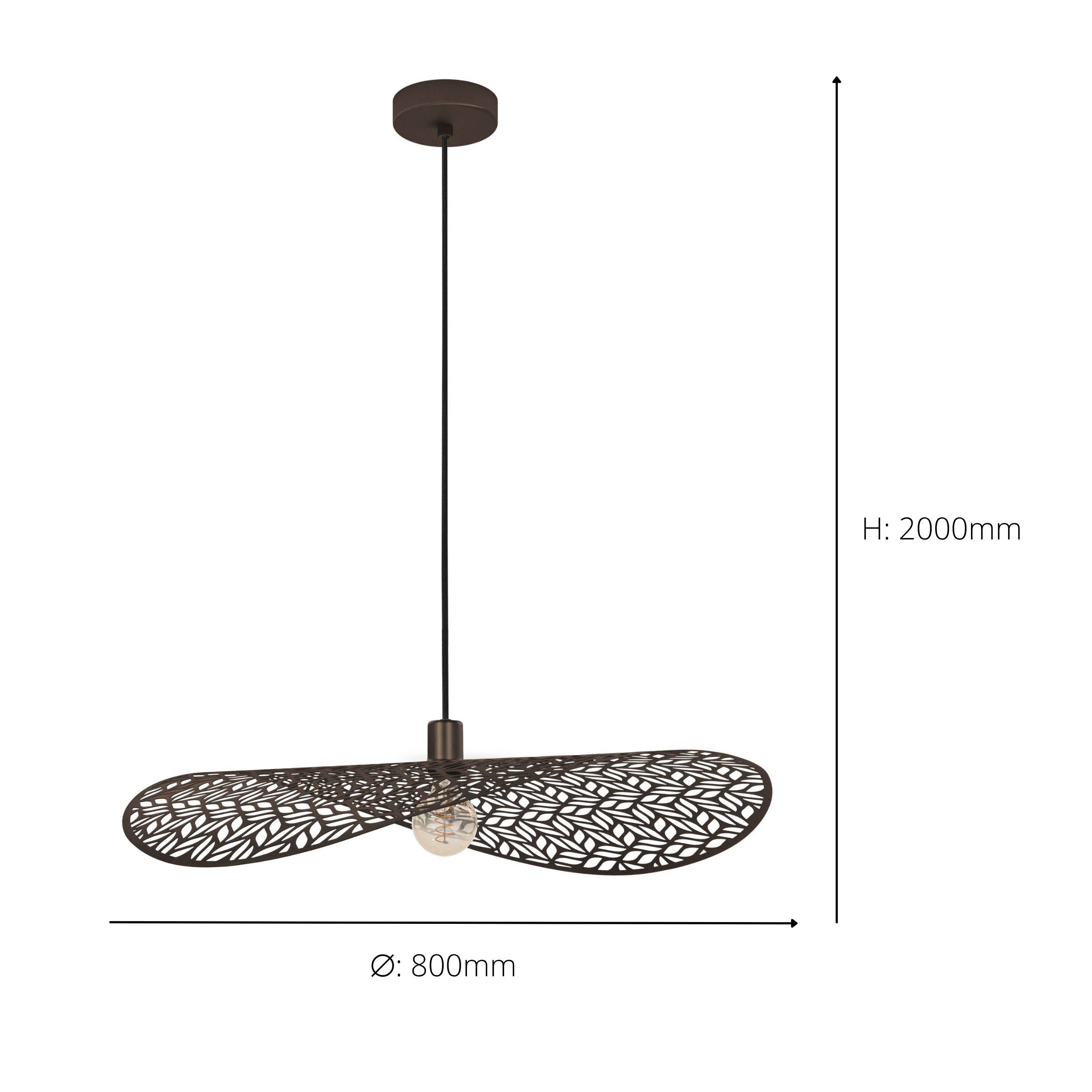 EGLO Swaby Pendant Brushed Bronze Leaf Pattern Pendant Light