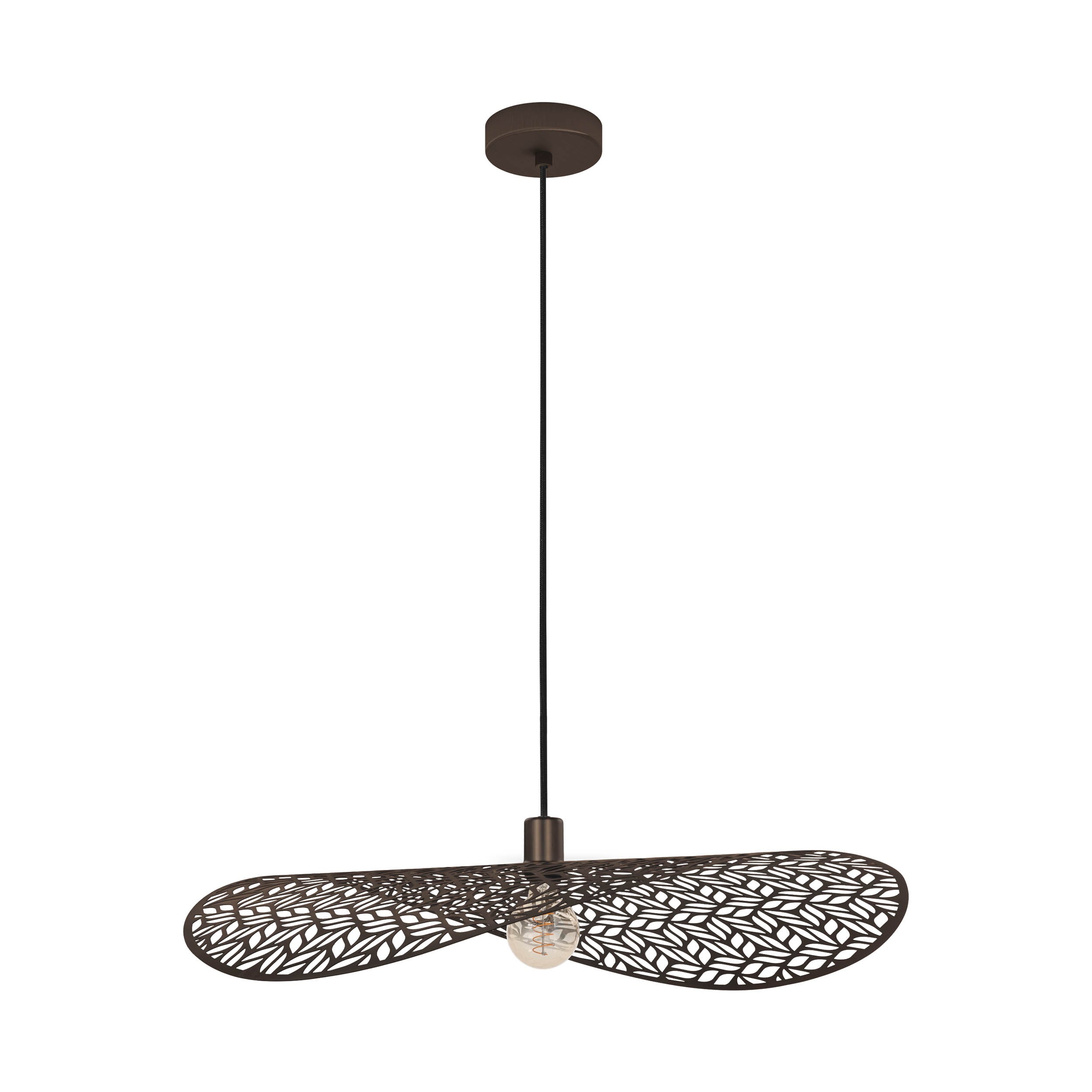EGLO Swaby Pendant Brushed Bronze Leaf Pattern Pendant Light