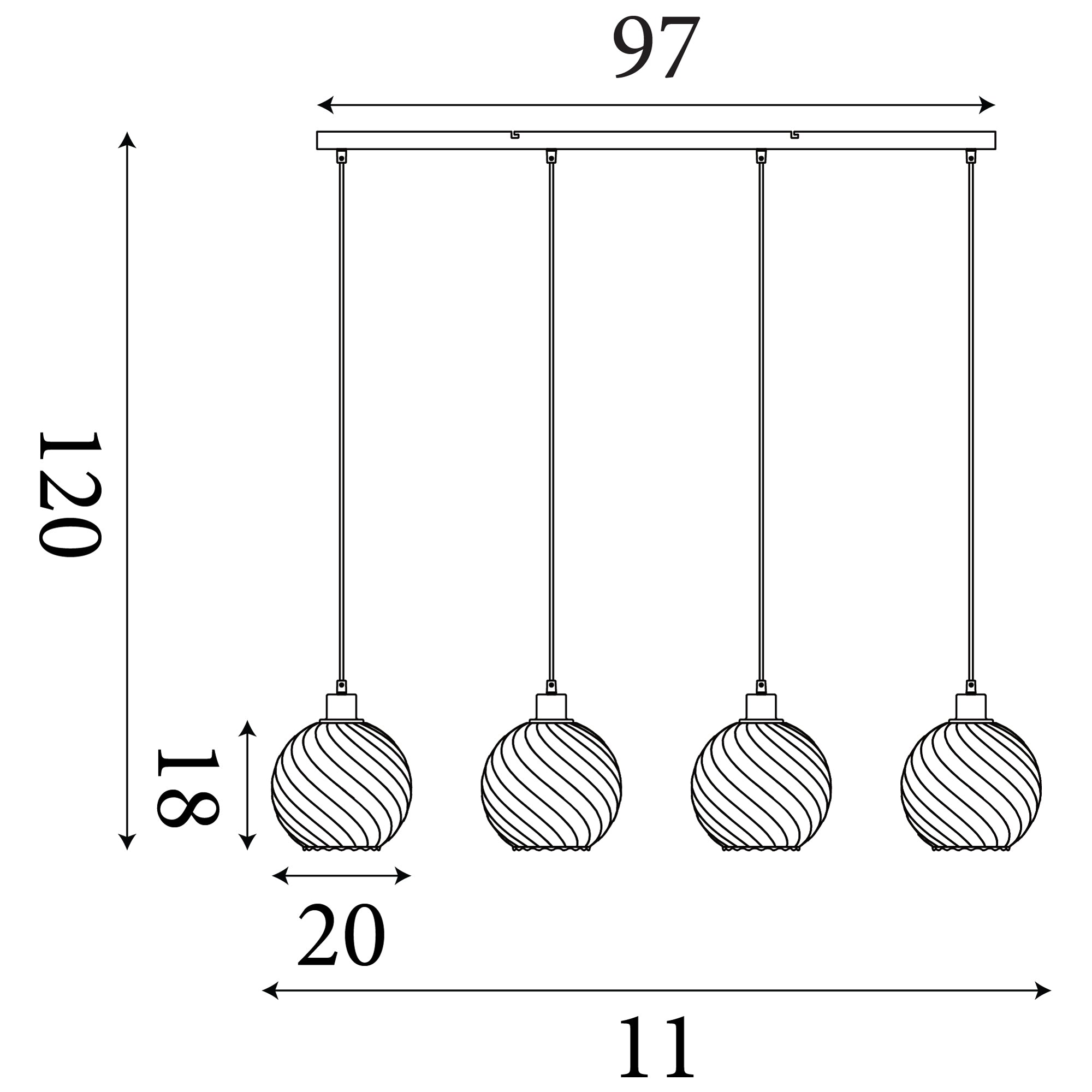 Radiance 4Lt Bar Pendant