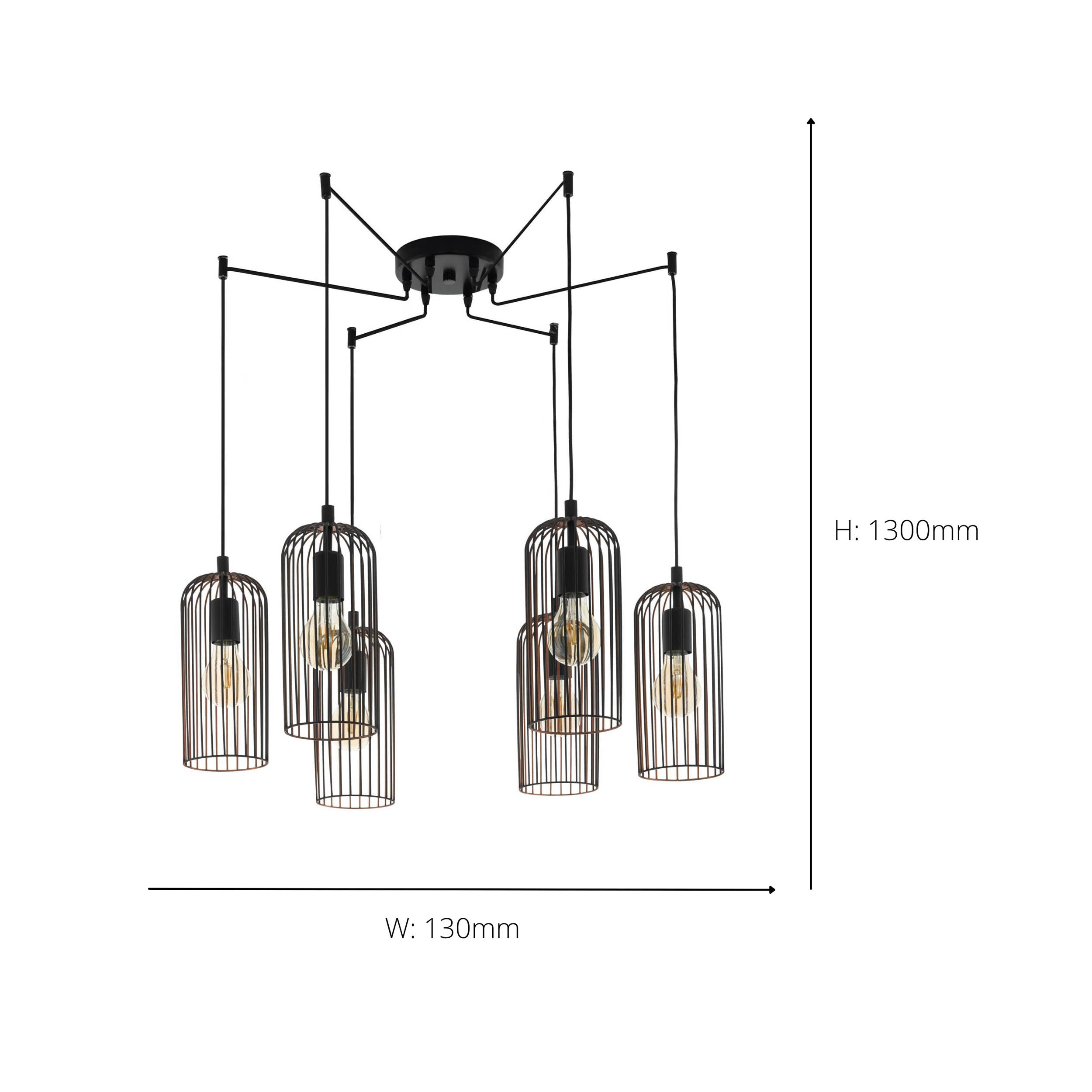 EGLO 6 Set Pendant E27 Black Copper ROCCAMENA