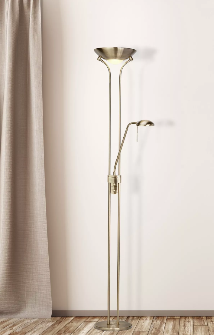 5430AB  Mother & Child Floor Lamp - Antique Brass Metal & Glass