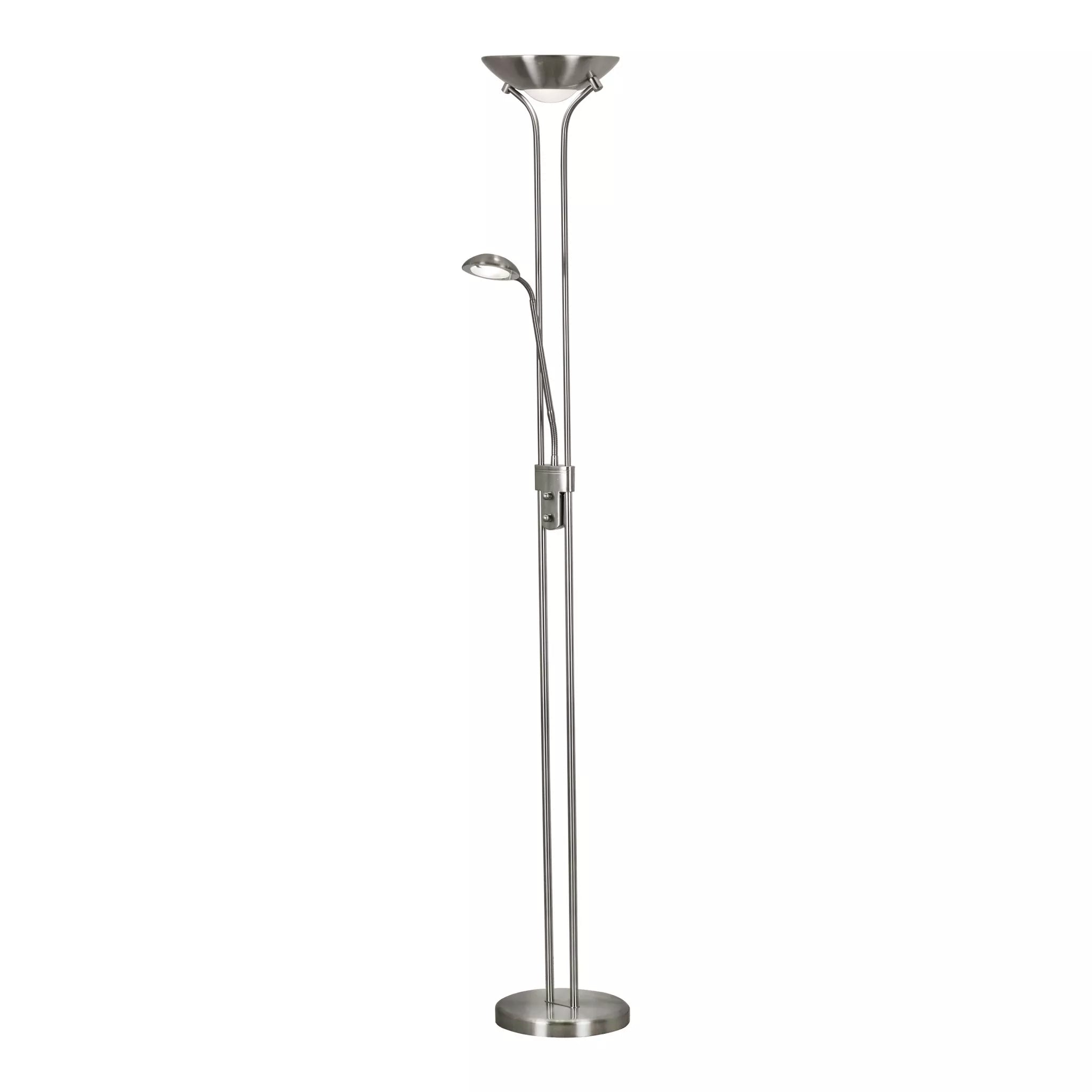 Mother & Child Floor Lamp - Satin Silver Metal & Glass