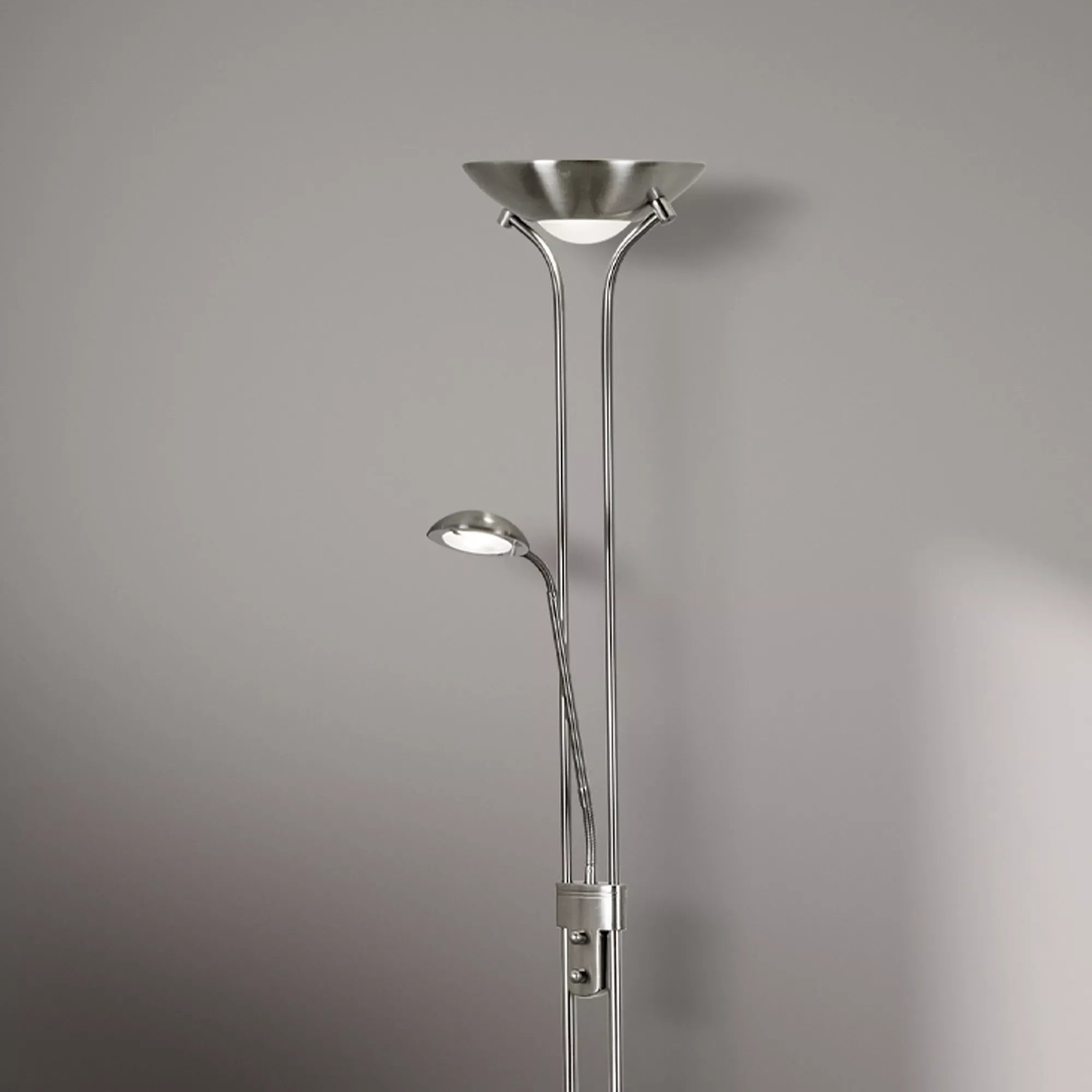 Mother & Child Floor Lamp - Satin Silver Metal & Glass