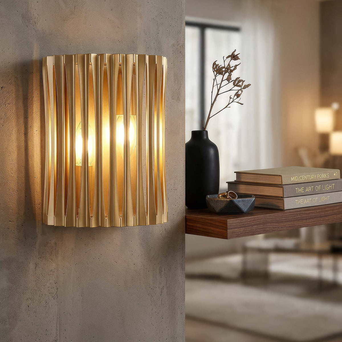 Split 2Lt Wall Light, Gold