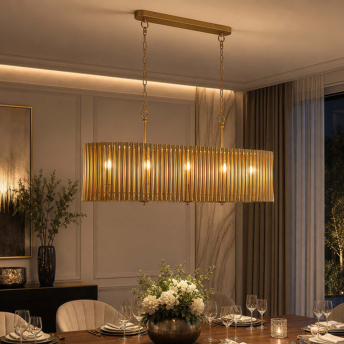 Split 8Lt Oval Pendant, Gold