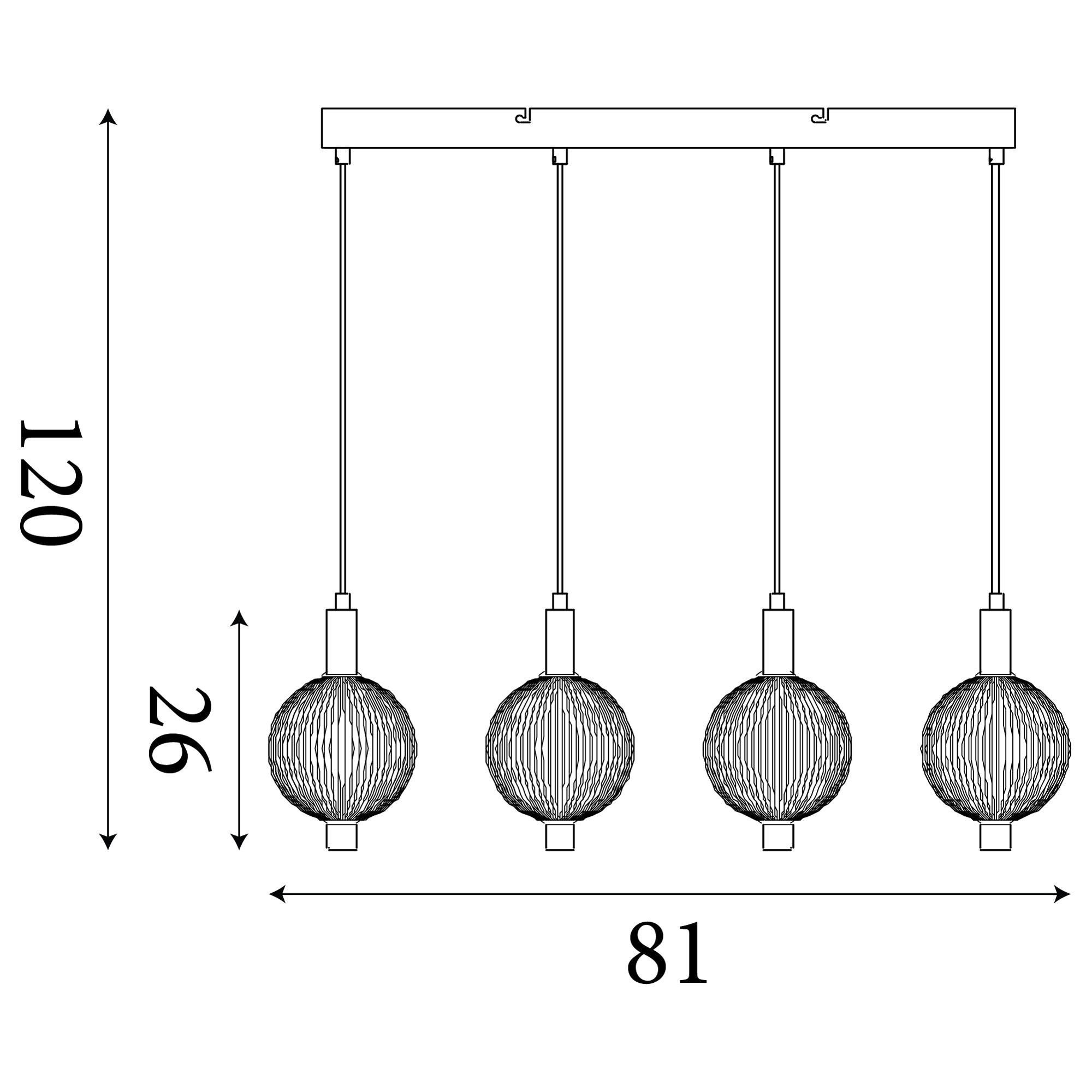 Luminique LED 4Lt Bar Pendant