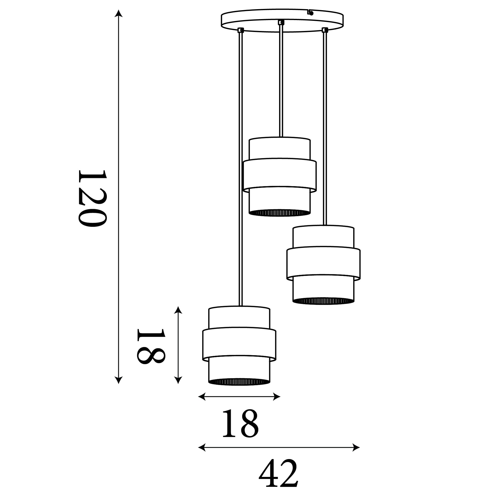 Royal 3Lt Multi Drop Pendant