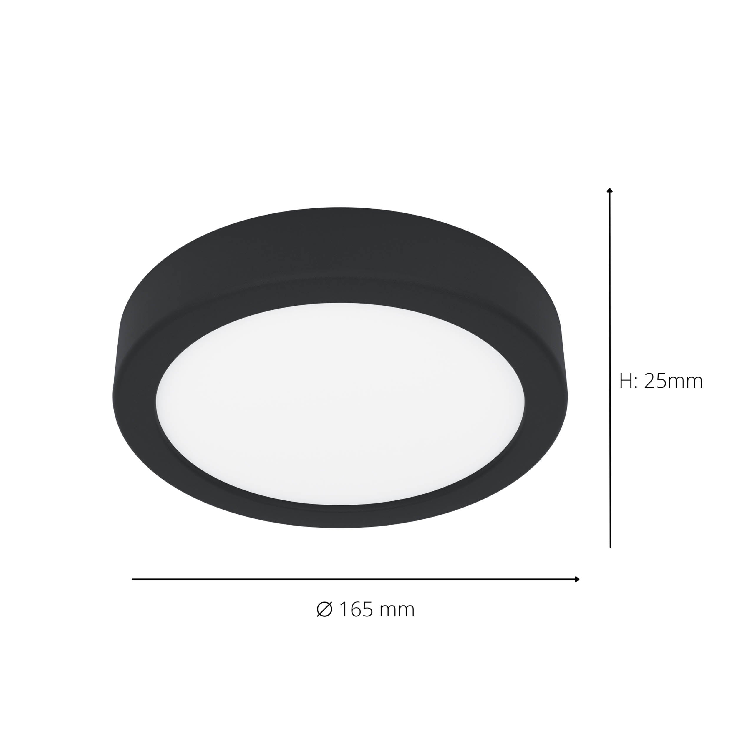 EGLO Fueva 6 IP44 LED CCT Plastic Ceiling Light, (D) 16.6cm Black
